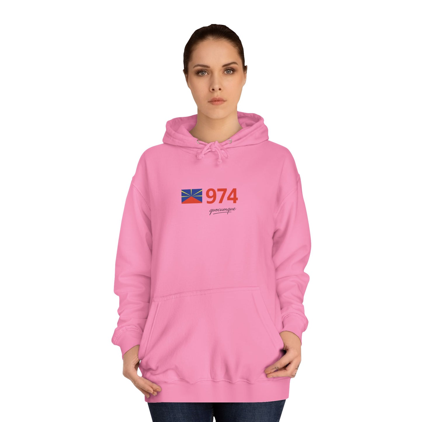 Sweat à Capuche "974 drapeau" pour Adulte, Hoodie, Unisexe, Élégance, Sobriété, Homme, Femme, Indicatif Réunion, Drapeau Local