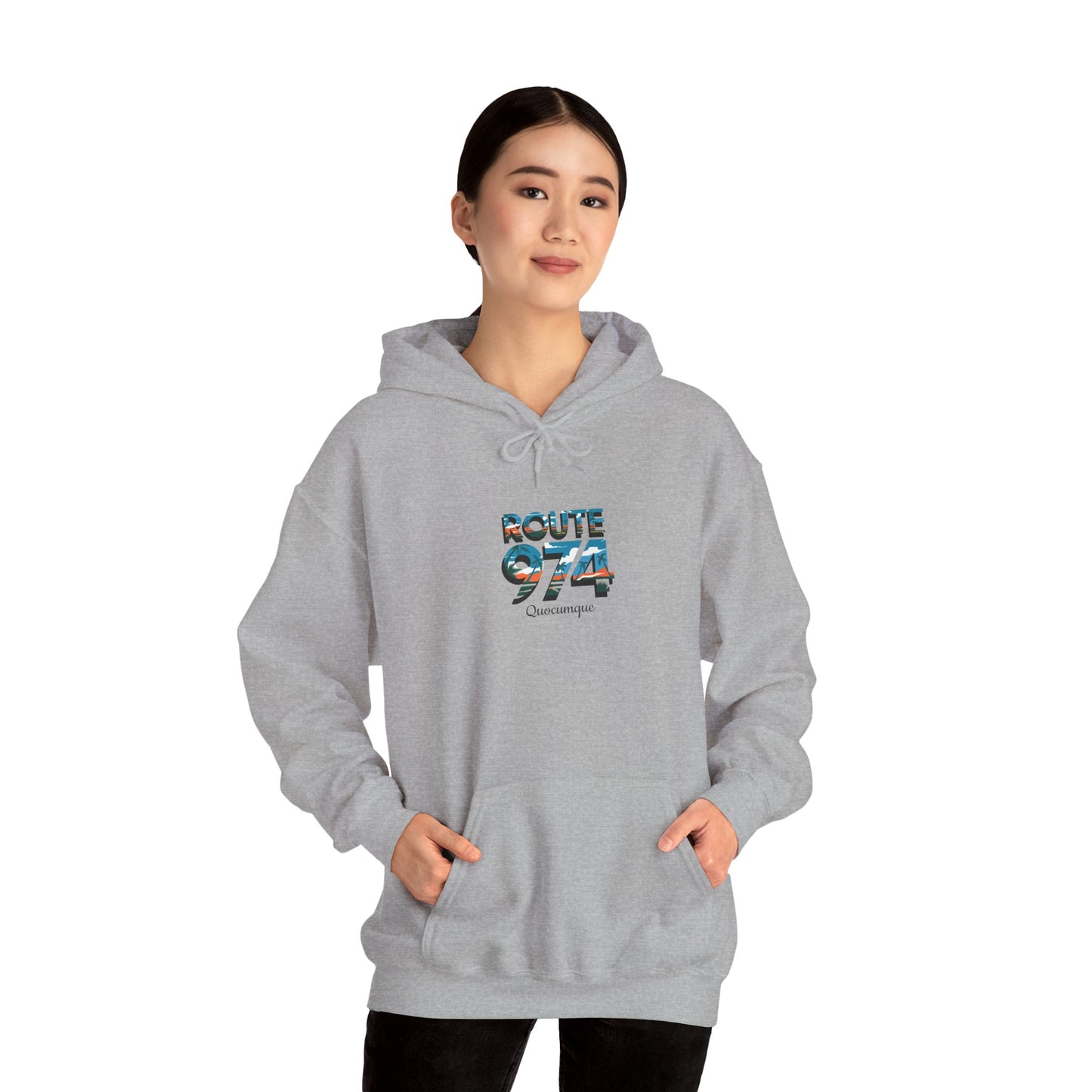 Sweat-Shirt à Capuche Collection " Route 974", Exotisme, Adulte, Homme, Femme, Sportive, Sportif, Décontracté, Classique, Destination La Réunion
