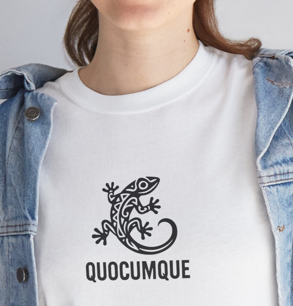 T-shirt Quocumque, "Margouillat", Style Tribal, Île de La Réunion, Confort Coton, Elégant, Souvenir Unique, Cadeau, Unisexe, Esprit Voyageur, Créole, Bourbon