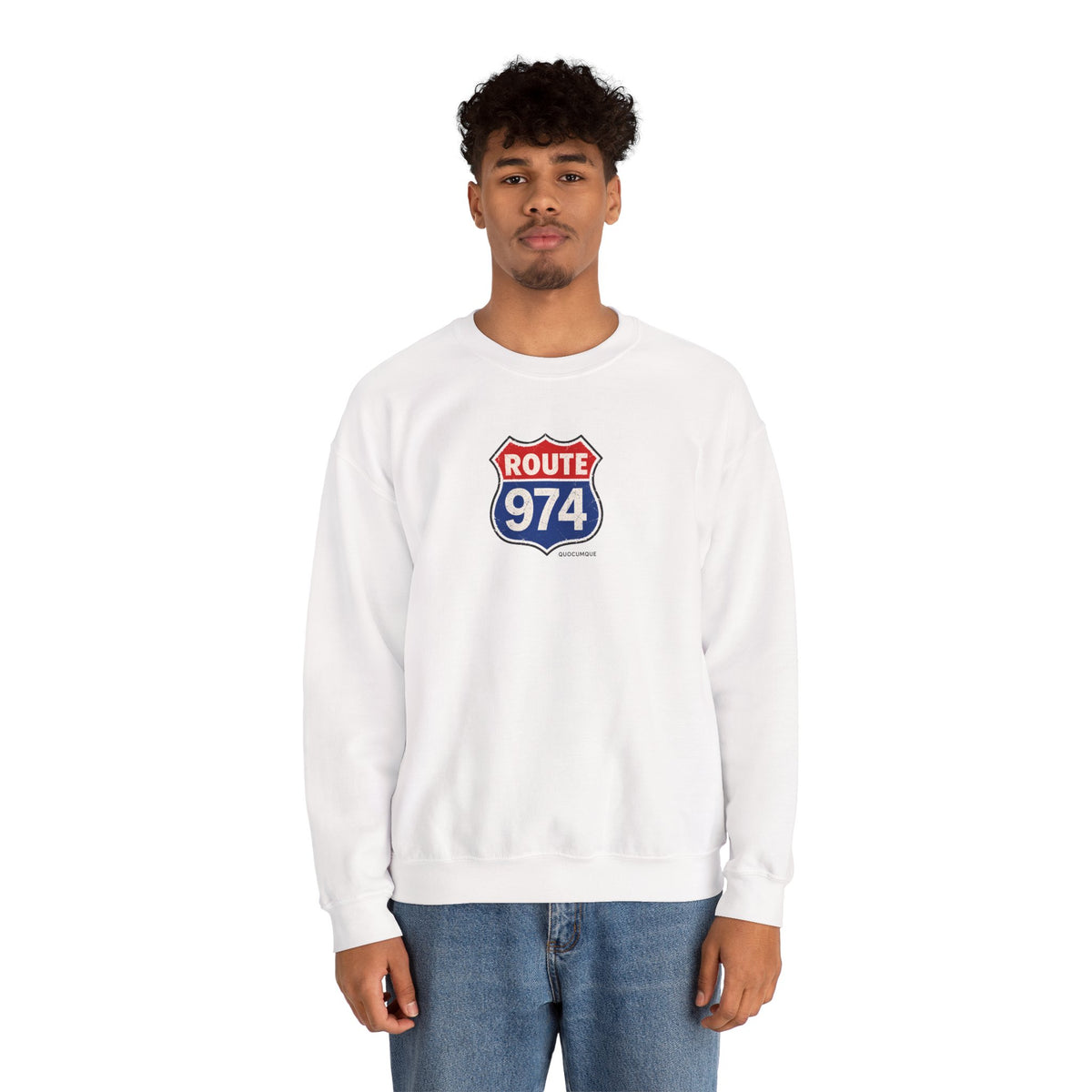 Sweat Quocumque "Route 974", Exotique, Destination Île De La Réunion, Adulte, Homme, Femme, Sportive, Sportif, Décontracté, Drapeau Régional