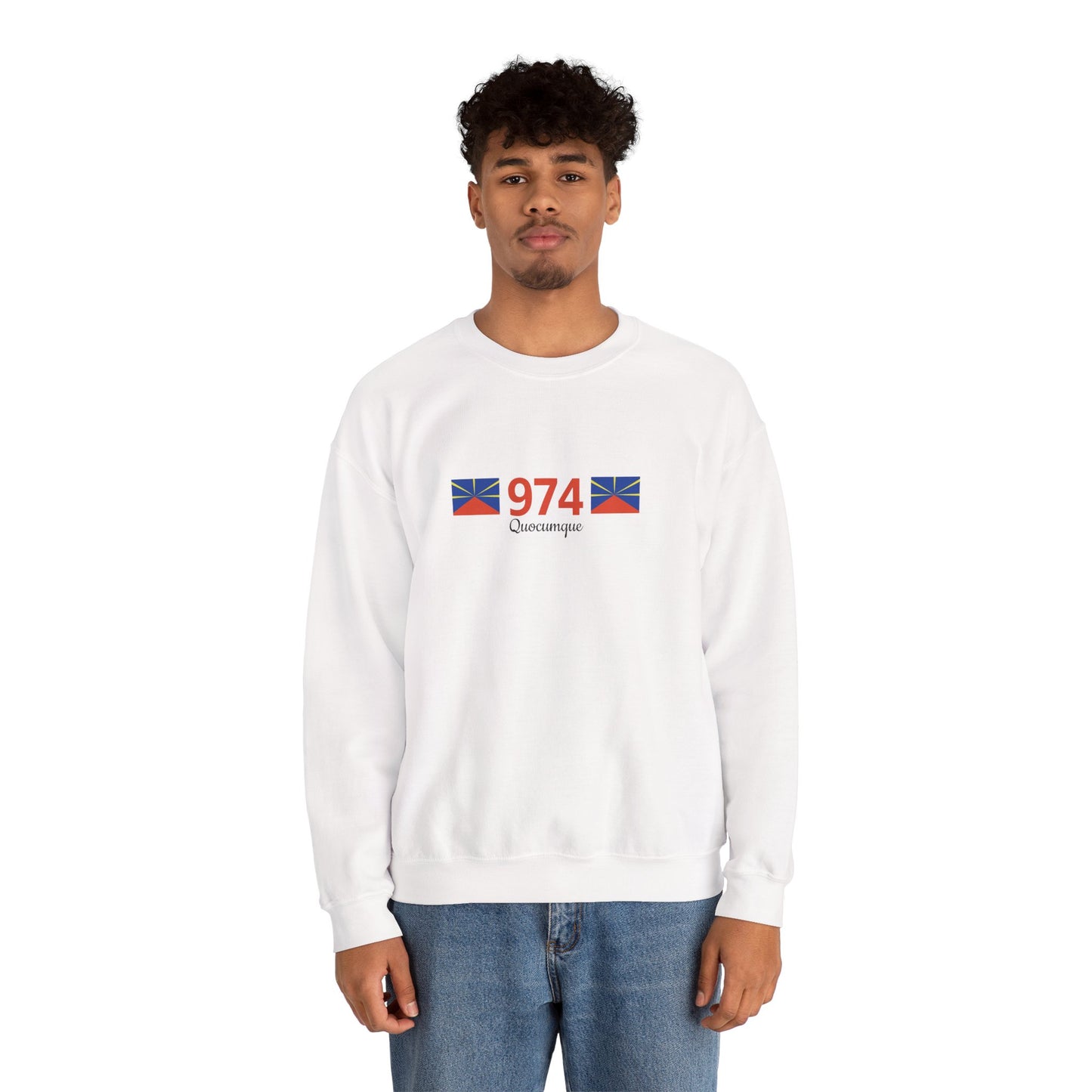 Sweat Quocumque "974", Exotique, Destination Île De La Réunion, Adulte, Homme, Femme, Sportive, Sportif, Décontracté, Drapeau Régional