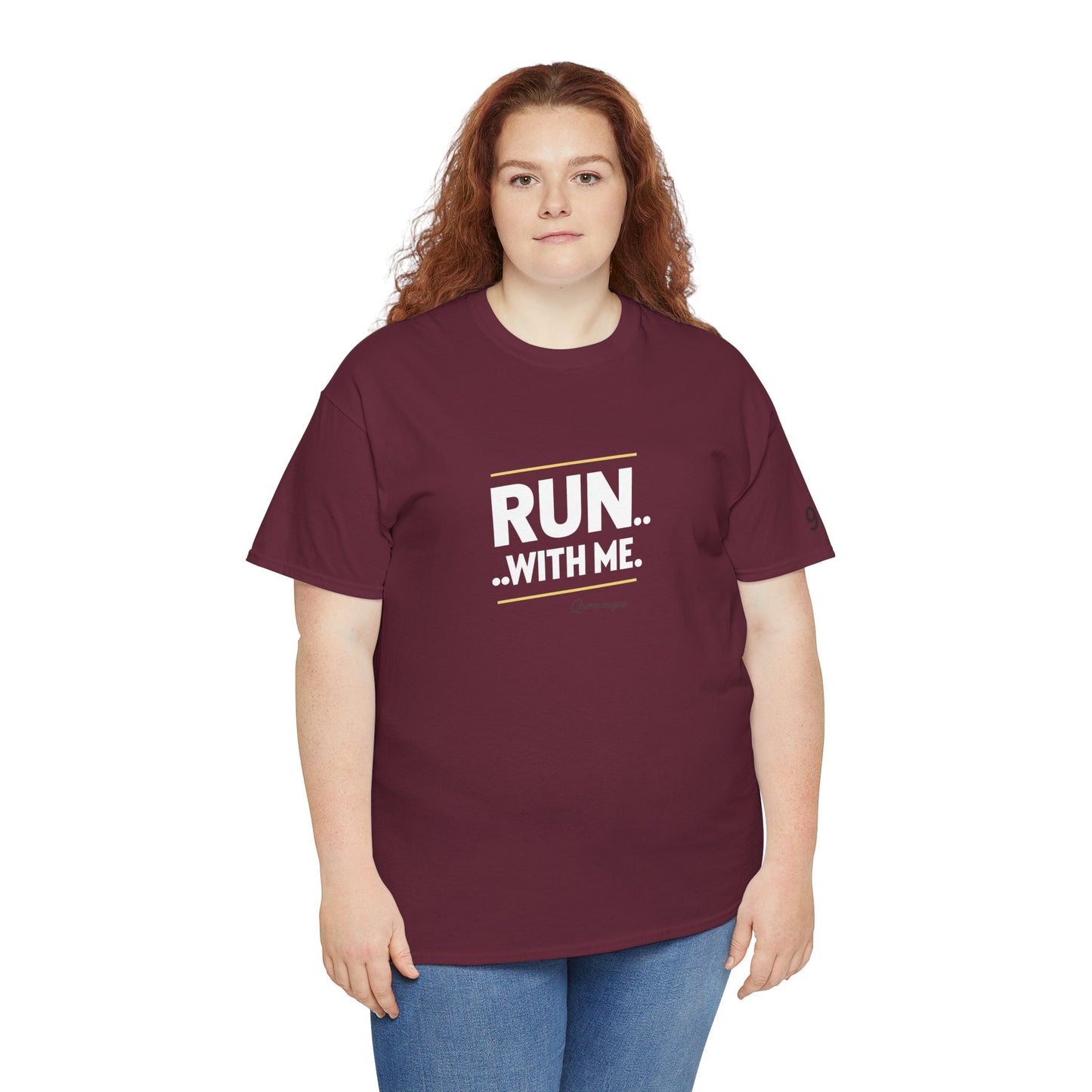 T-shirt Quocumque "RUN With me ", Île de La Réunion", Confort Coton, Sobre, Elégant, Souvenir Unique, Cadeau, Unisexe, Esprit Voyageur