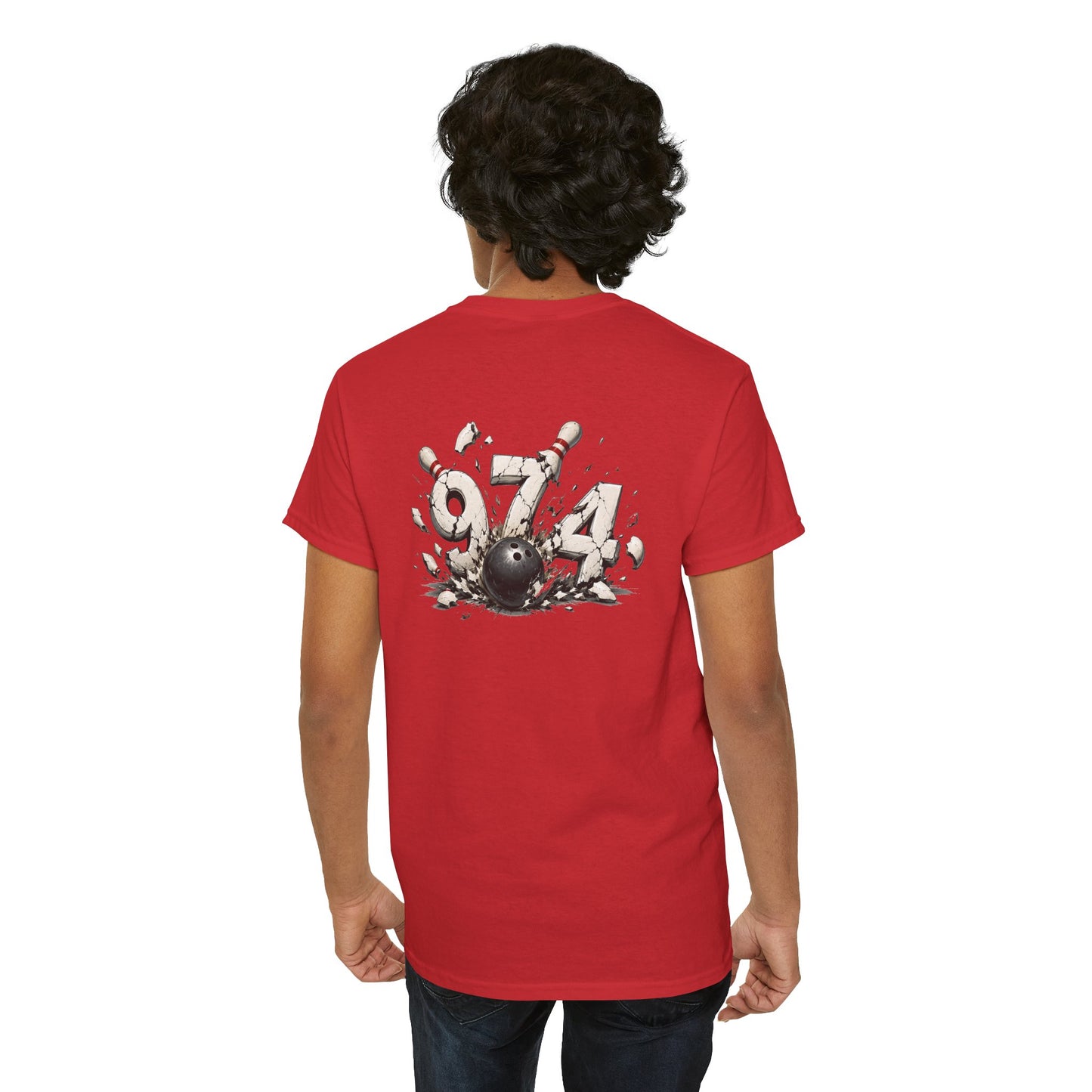 T-shirt " 974 Bowling", Destination Île de La Réunion, Confort Coton, Sobre, Elégant, Souvenir Unique, Vêtement Adulte, Unisexe, Esprit Voyageur