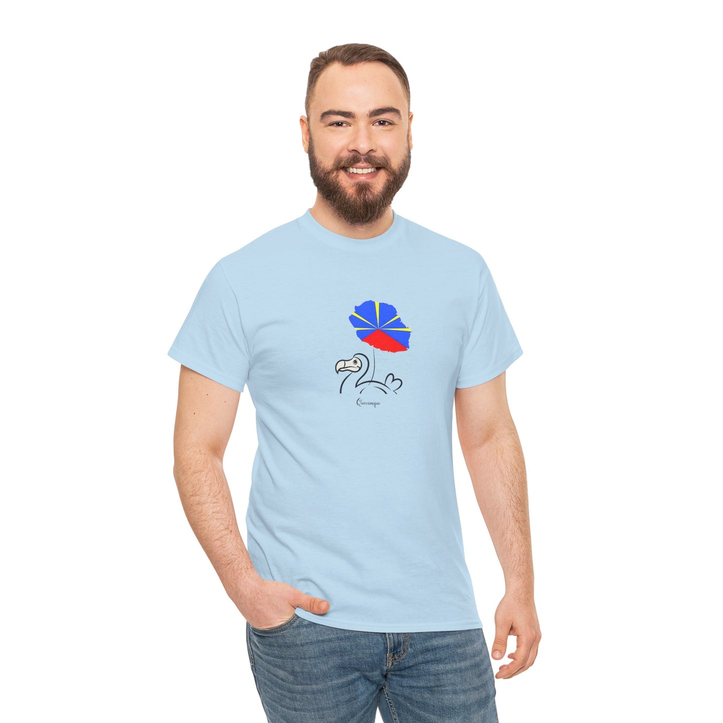 T-shirt "Dodo Ballon ", Île de La Réunion", Confort Coton, Sobre, Elégant, Souvenir Unique, Cadeau, Unisexe, Esprit Voyageur