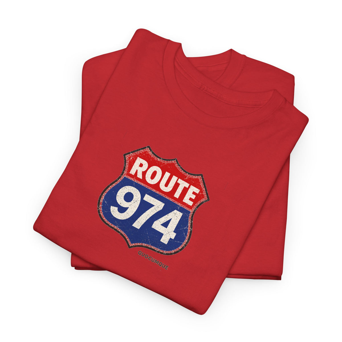 T-shirt "Route 974", Exotisme, Destination Île de La Réunion, Confort Coton, Sobre, Elégant, Souvenir Unique, Cadeau, Unisexe, Esprit Voyageur