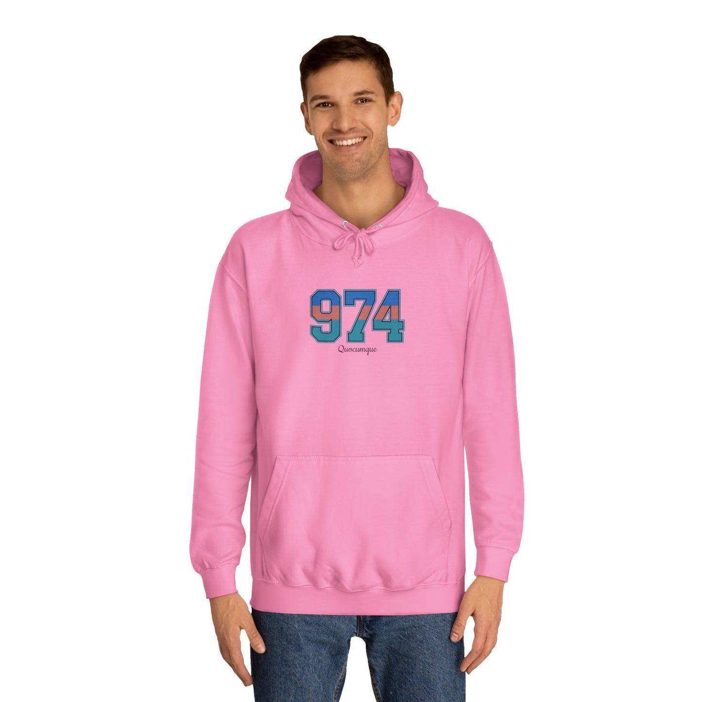 Sweat à Capuche "974" pour Adulte, Hoodie, Unisexe, Élégance, Sobriété, Homme, Femme, Indicatif Réunion, Drapeau Local