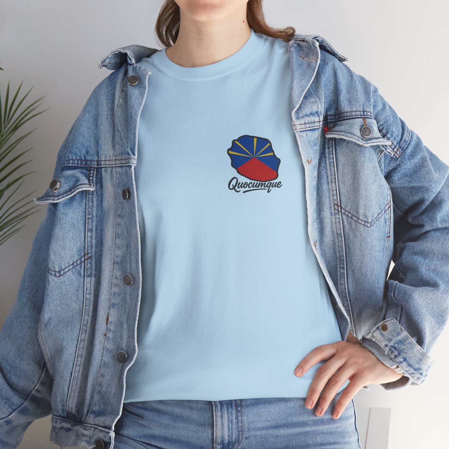 T-shirt "Drapeau Pays", Exotisme, Destination Île de La Réunion, Confort Coton, Sobre, Elégant, Souvenir Unique, Cadeau, Unisexe, Esprit Voyageur