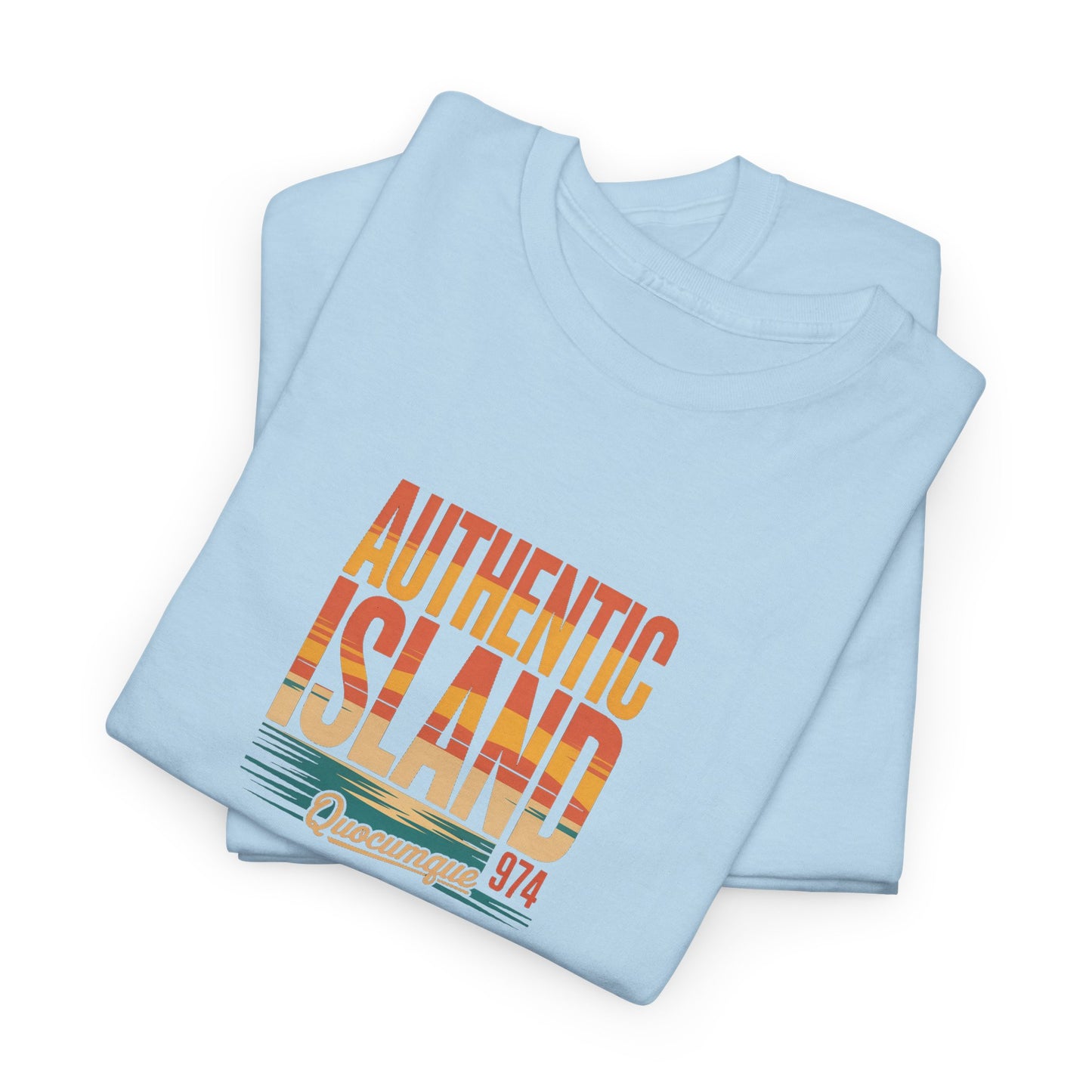 T-shirt "Authentic Island", Exotisme, Destination Île de La Réunion, Confort Coton, Sobre, Elégant, Souvenir Unique, Cadeau, Unisexe, Esprit Voyageur