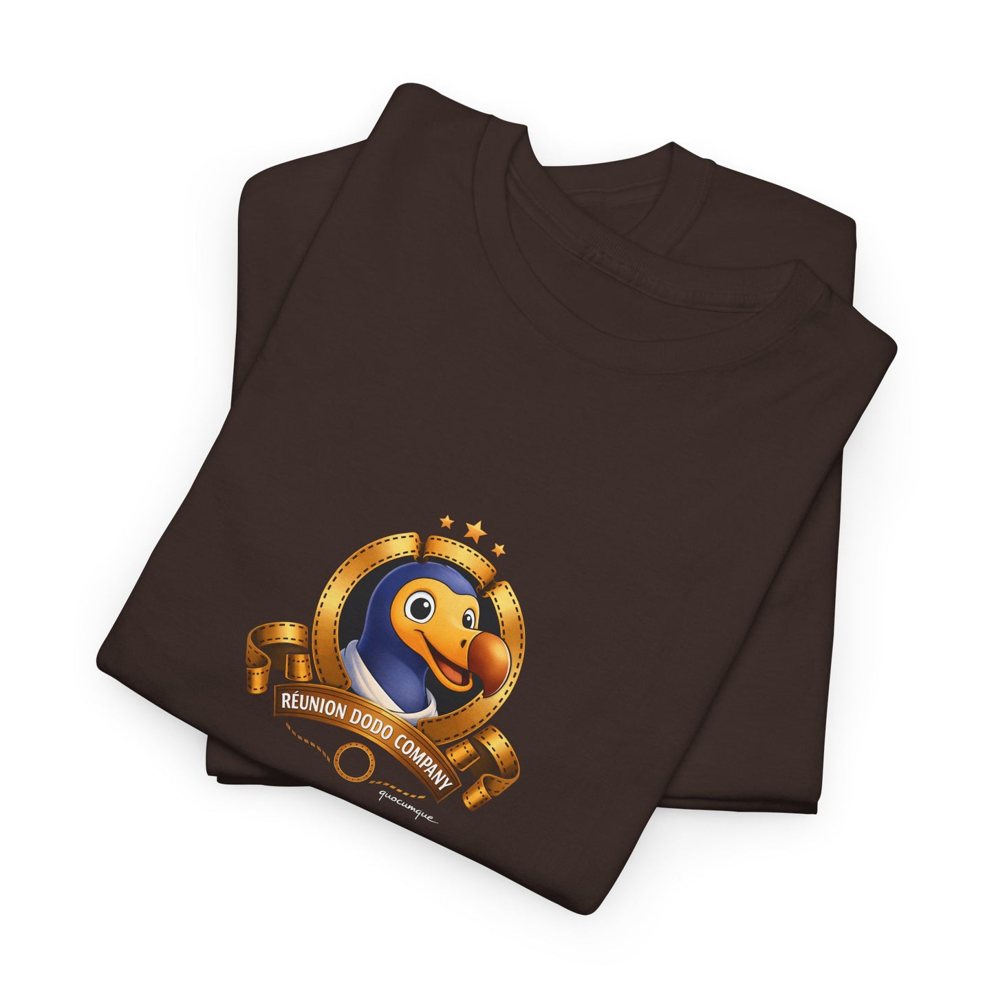 T-shirt Quocumque, " Dodo Cinéma", Île de La Réunion, Confort Coton, Elégant, Souvenir Unique, Cadeau, Unisexe, Esprit Voyageur, Créole, Bourbon