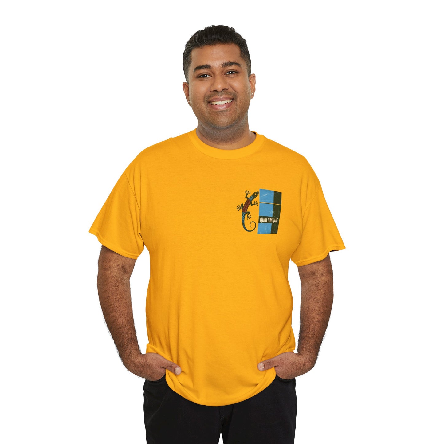 T-shirt Quocumque, "Margouillat", Stylisé, Discret, Île de La Réunion, Confort Coton, Elégant, Souvenir Unique, Cadeau, Unisexe, Esprit Voyageur, Créole, Bourbon