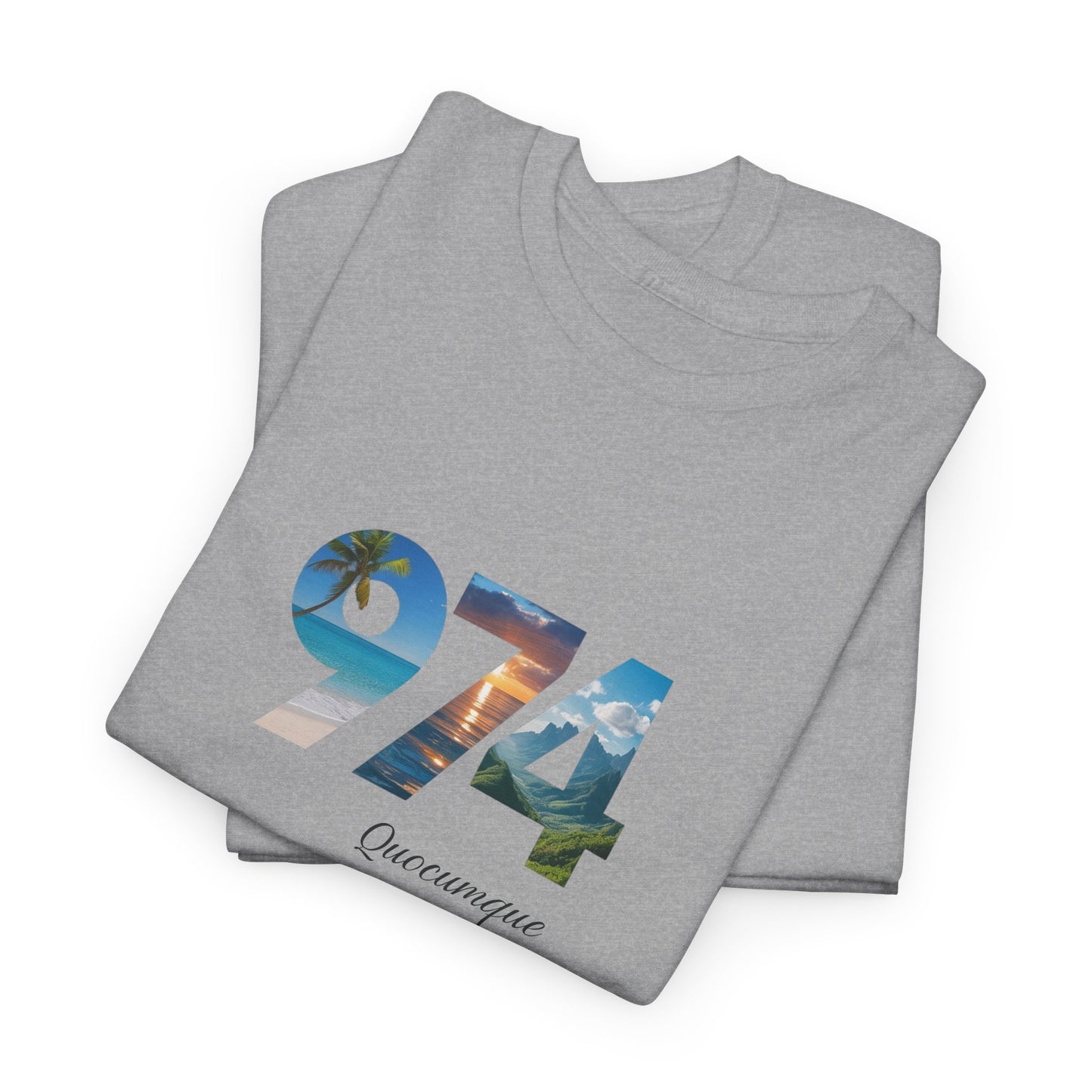 T-shirt "974", Île de La Réunion, Confort Coton, Sobre, Elégant, Souvenir Unique, Cadeau, Unisexe, Esprit Voyageur