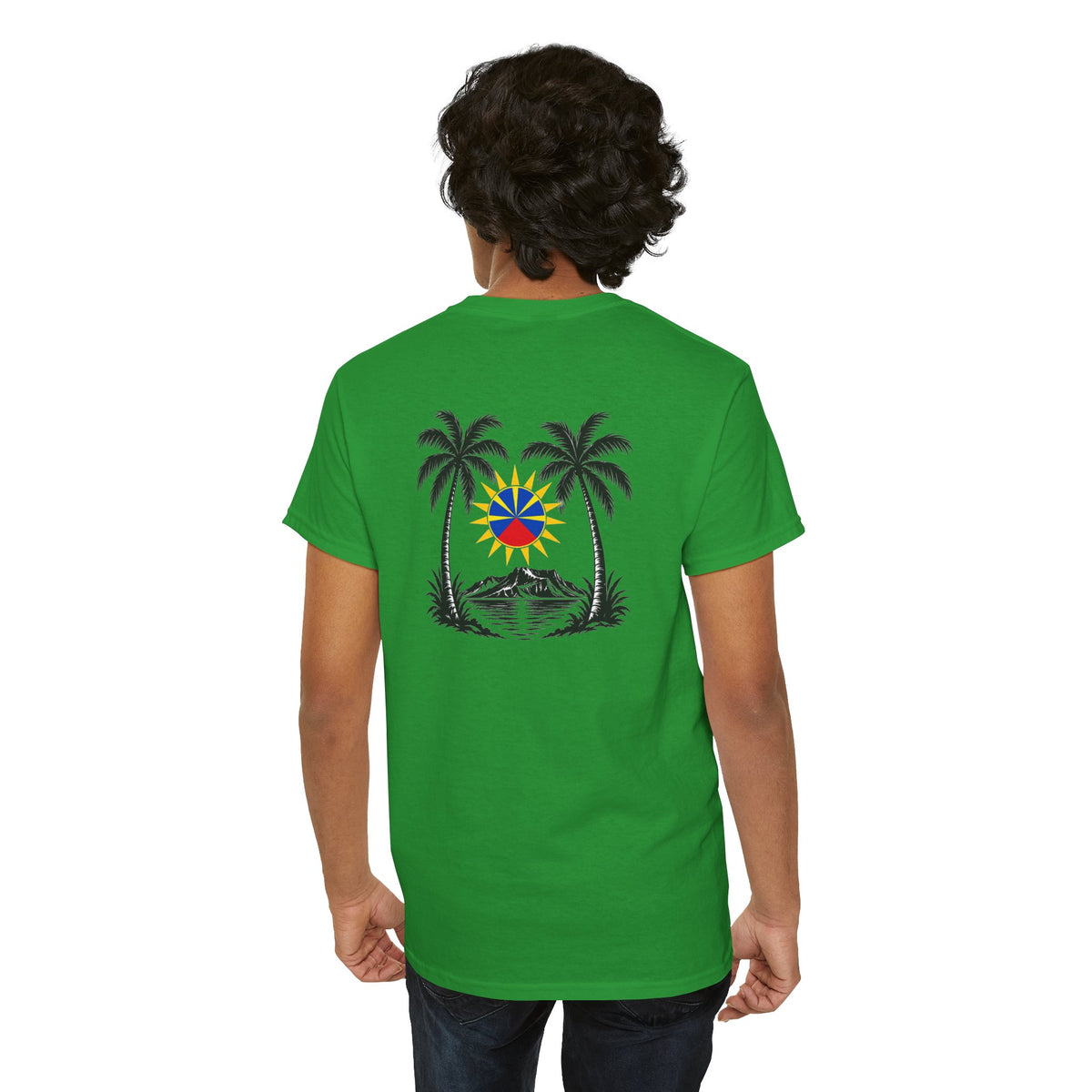 T-shirt " Palmiers", Destination Île de La Réunion, Confort Coton, Sobre, Elégant, Souvenir Unique, Vêtement Adulte, Unisexe, Esprit Voyageur