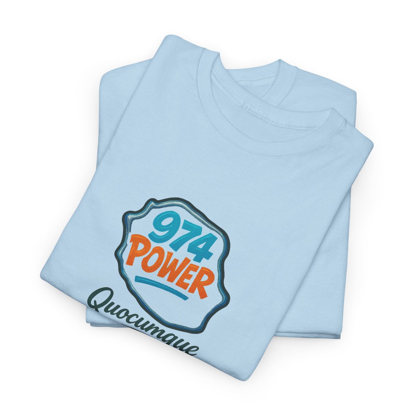 T-shirt "974 Power", Exotisme, Destination Île de La Réunion, Confort Coton, Sobre, Elégant, Souvenir Unique, Cadeau, Unisexe, Esprit Voyageur