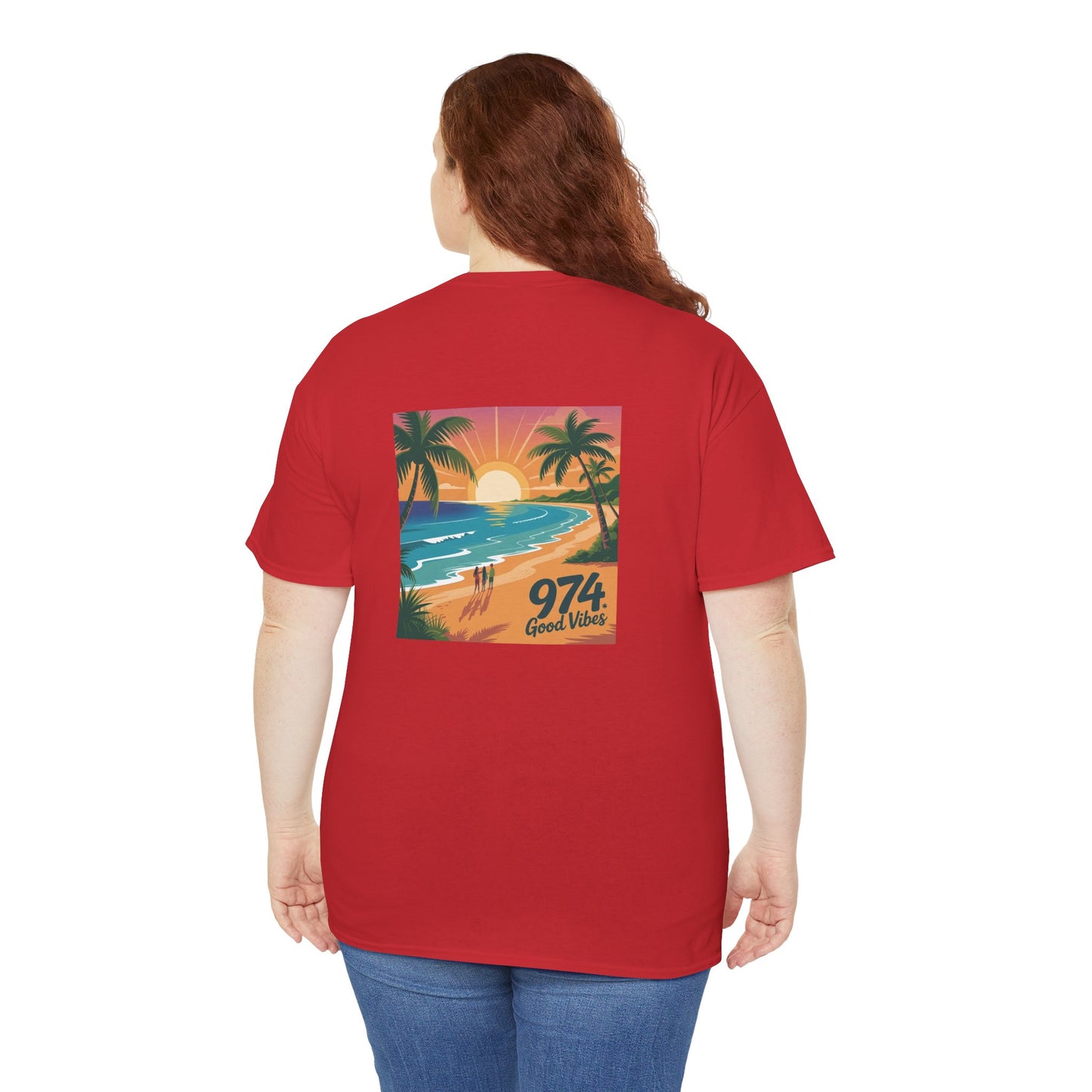 T-shirt "Good Vibes", Île de La Réunion, Confort Coton, Sobre, Elégant, Souvenir Unique, Cadeau, Unisexe, Esprit Voyageur, Adulte