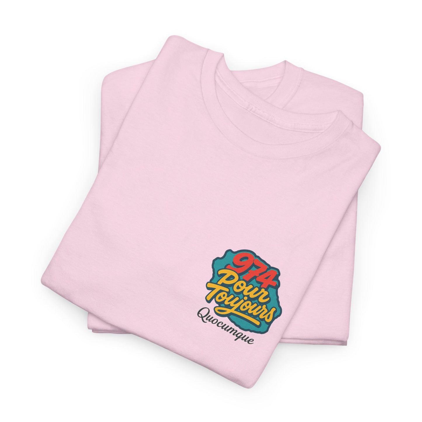 T-shirt Quocumque "974 Pour Toujours", Île de La Réunion, Confort Coton, Elégant, Souvenir Unique, Cadeau, Unisexe, Esprit Voyageur, Créole, Bourbon