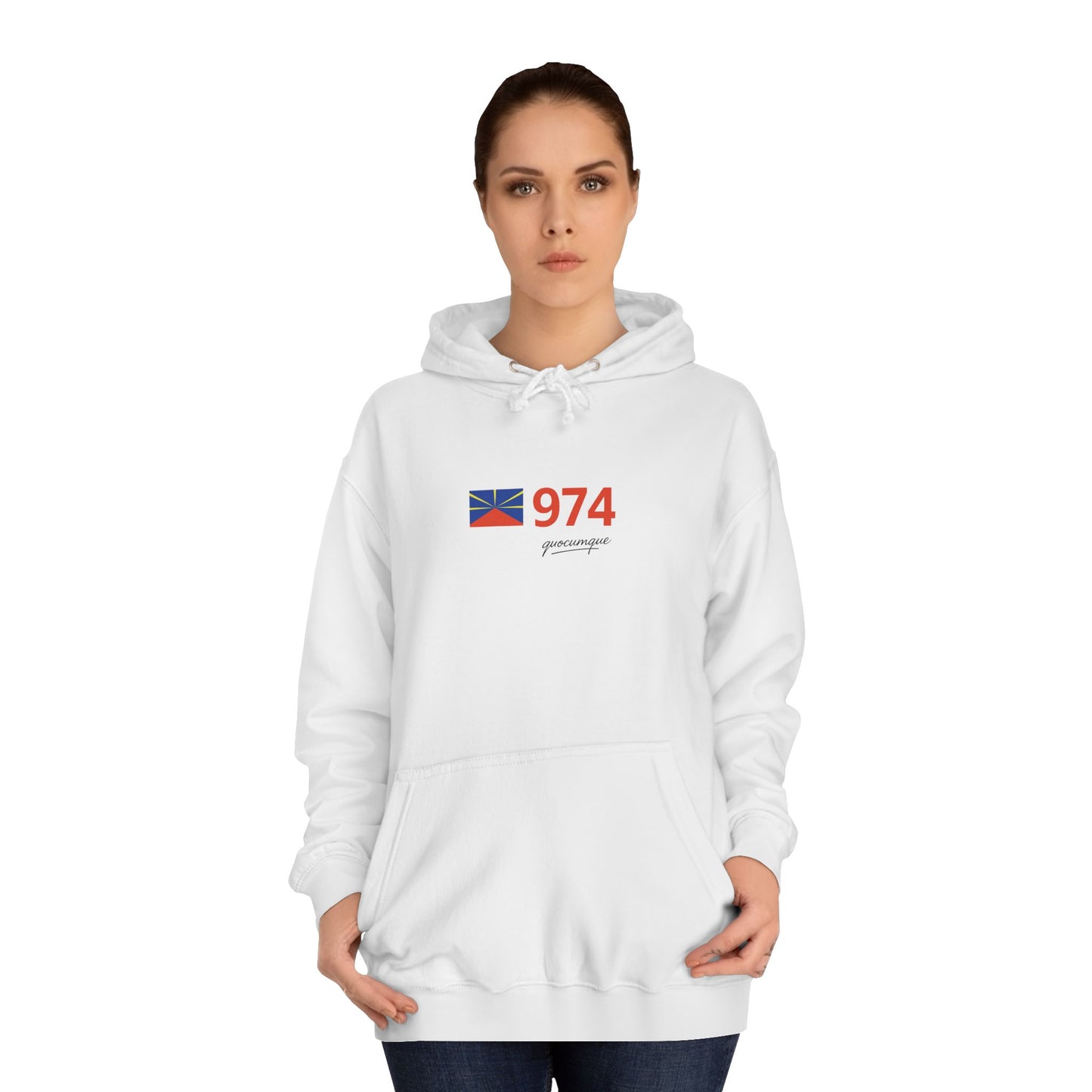 Sweat à Capuche "974 drapeau" pour Adulte, Hoodie, Unisexe, Élégance, Sobriété, Homme, Femme, Indicatif Réunion, Drapeau Local