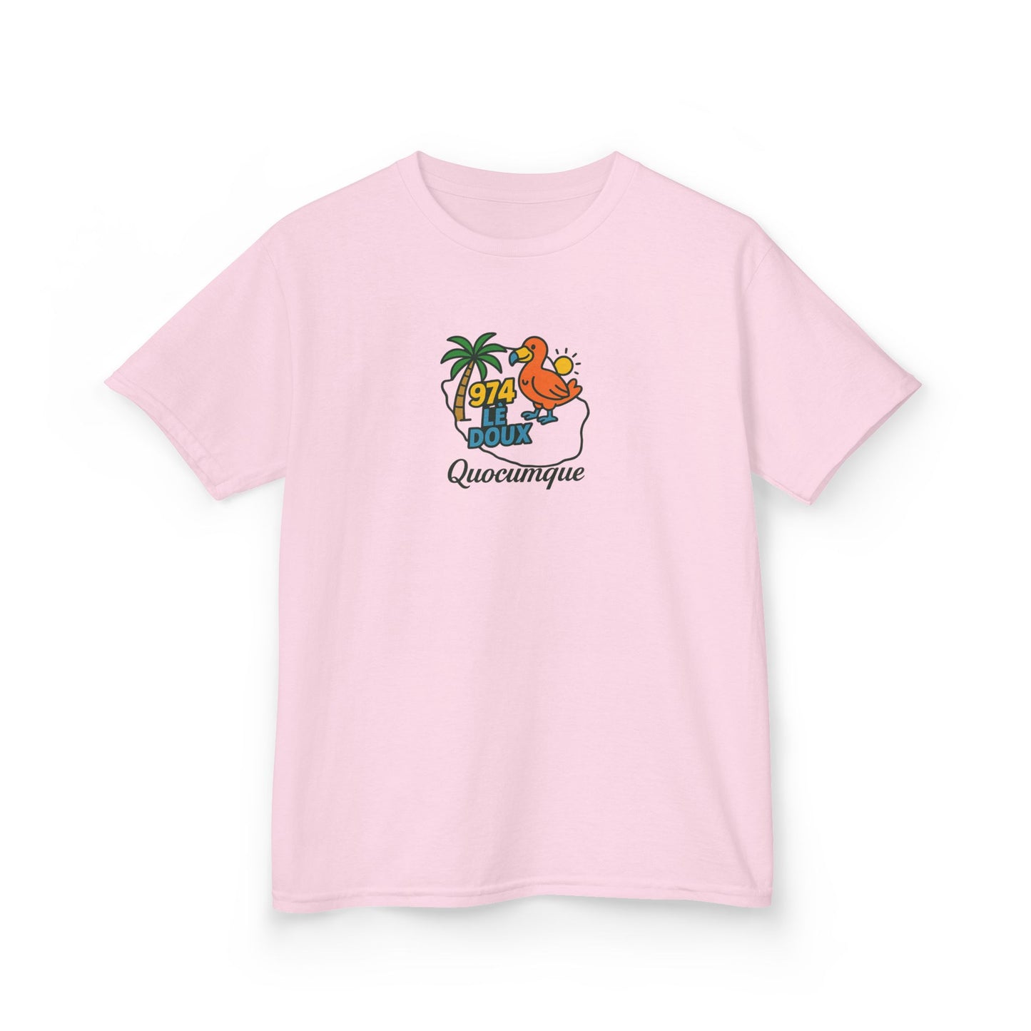 T-shirt "974 Lé Doux", Île de La Réunion, Douceur Coton,  Pour les enfants de 5-6 ans( Taille XS), Pour les 7-8 ans( taille S), Pour les 9-10 ans( taille M), Pour les 11-12 ans( taille L), Pour les 13-14 ans( taille XLS)
