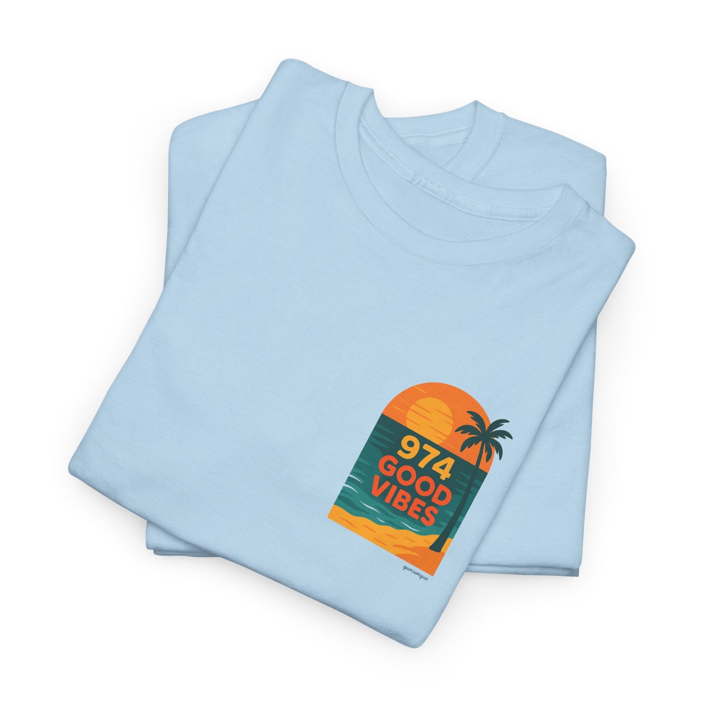 T-shirt "Good Vibes", Île de La Réunion, Confort Coton, Sobre, Elégant, Souvenir Unique, Cadeau, Unisexe, Esprit Voyageur, Adulte