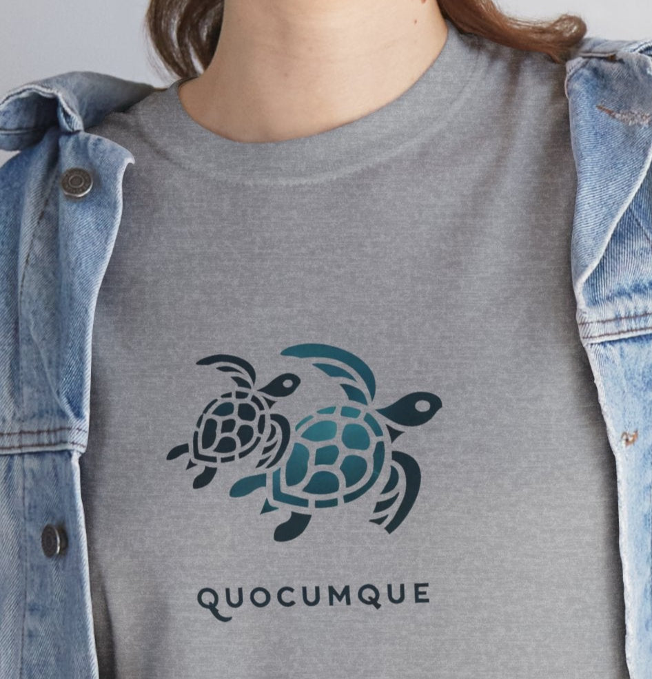 T-shirt "Tortue Marine", île de La Réunion, Confort Coton, Sobre, Elégant, Souvenir Unique, Cadeau, Unisexe, Esprit Voyageur, Lagon, Mer