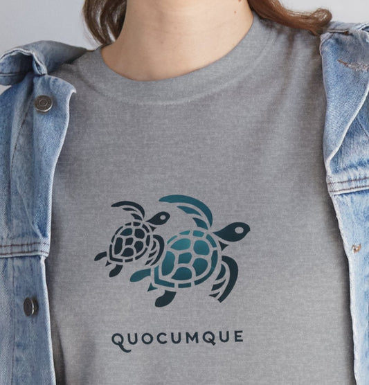 T-shirt "Tortue Marine", île de La Réunion, Confort Coton, Sobre, Elégant, Souvenir Unique, Cadeau, Unisexe, Esprit Voyageur, Lagon, Mer