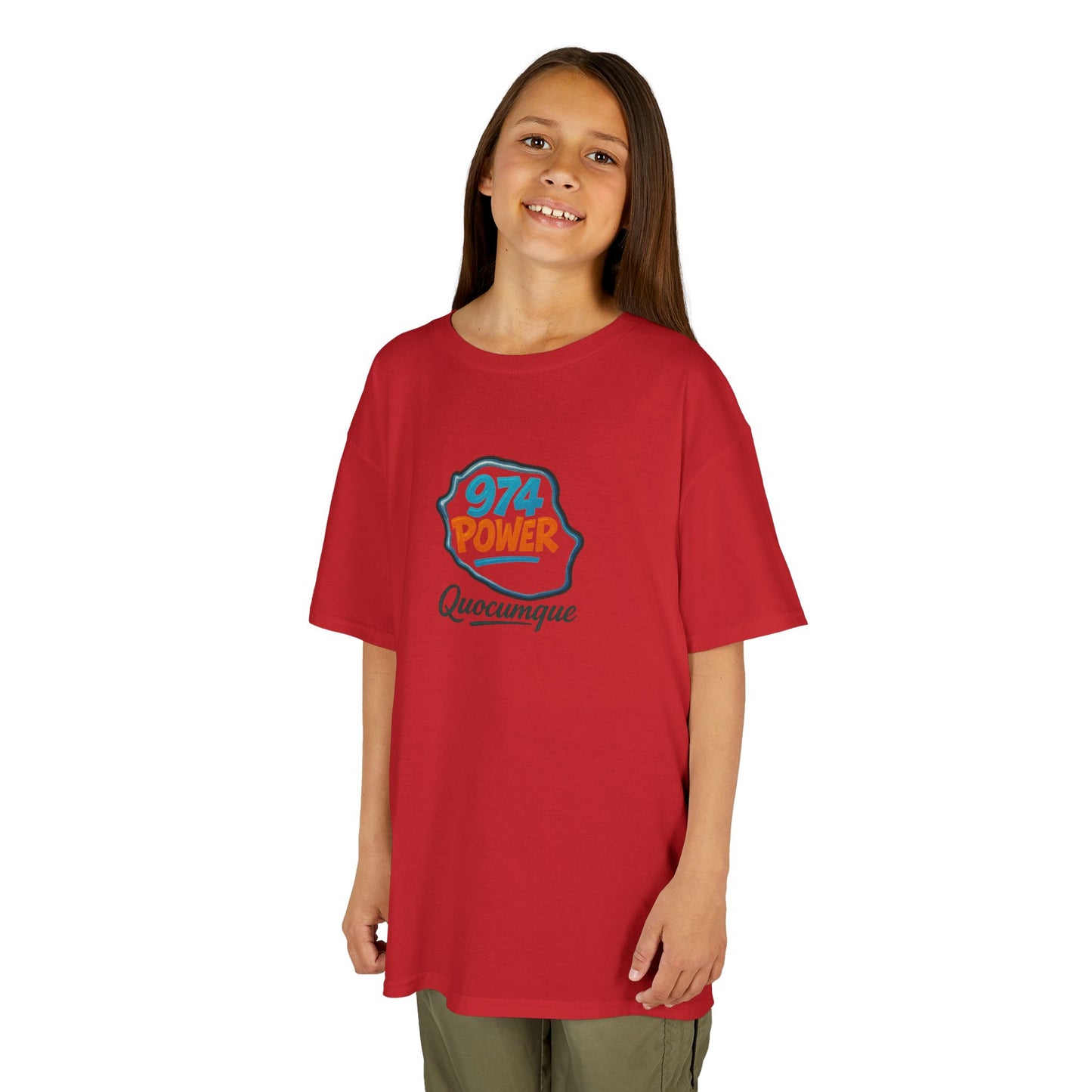 T-shirt "974 Power", Île de La Réunion, Douceur Coton, Pour les enfants de 5-6 ans( Taille XS), Pour les 7-8 ans( taille S), Pour les 9-10 ans( taille M), Pour les 11-12 ans( taille L), Pour les 13-14 ans( taille XLS)