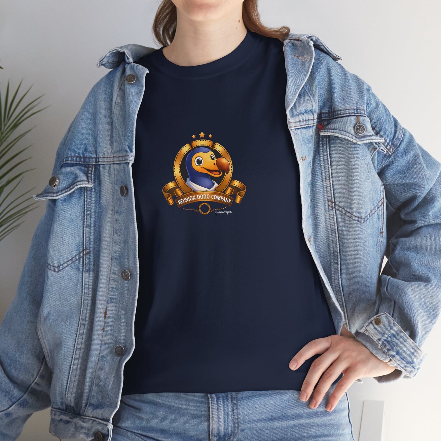 T-shirt Quocumque, " Dodo Cinéma", Île de La Réunion, Confort Coton, Elégant, Souvenir Unique, Cadeau, Unisexe, Esprit Voyageur, Créole, Bourbon