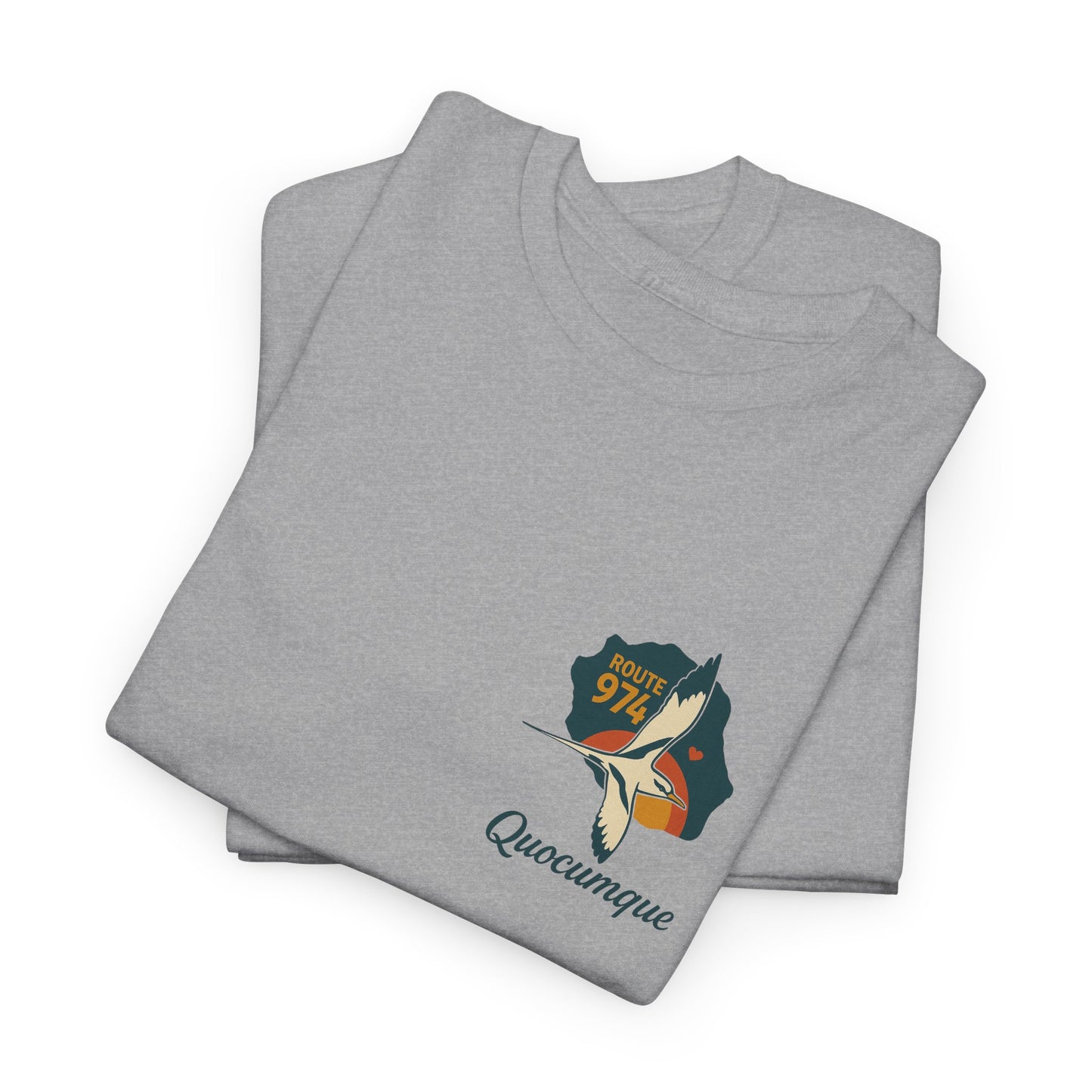 T-shirt "Route 974", Destination île de La Réunion, Confort Coton, Sobre, Elégant, Souvenir Unique, Cadeau, Unisexe, Esprit Voyageur