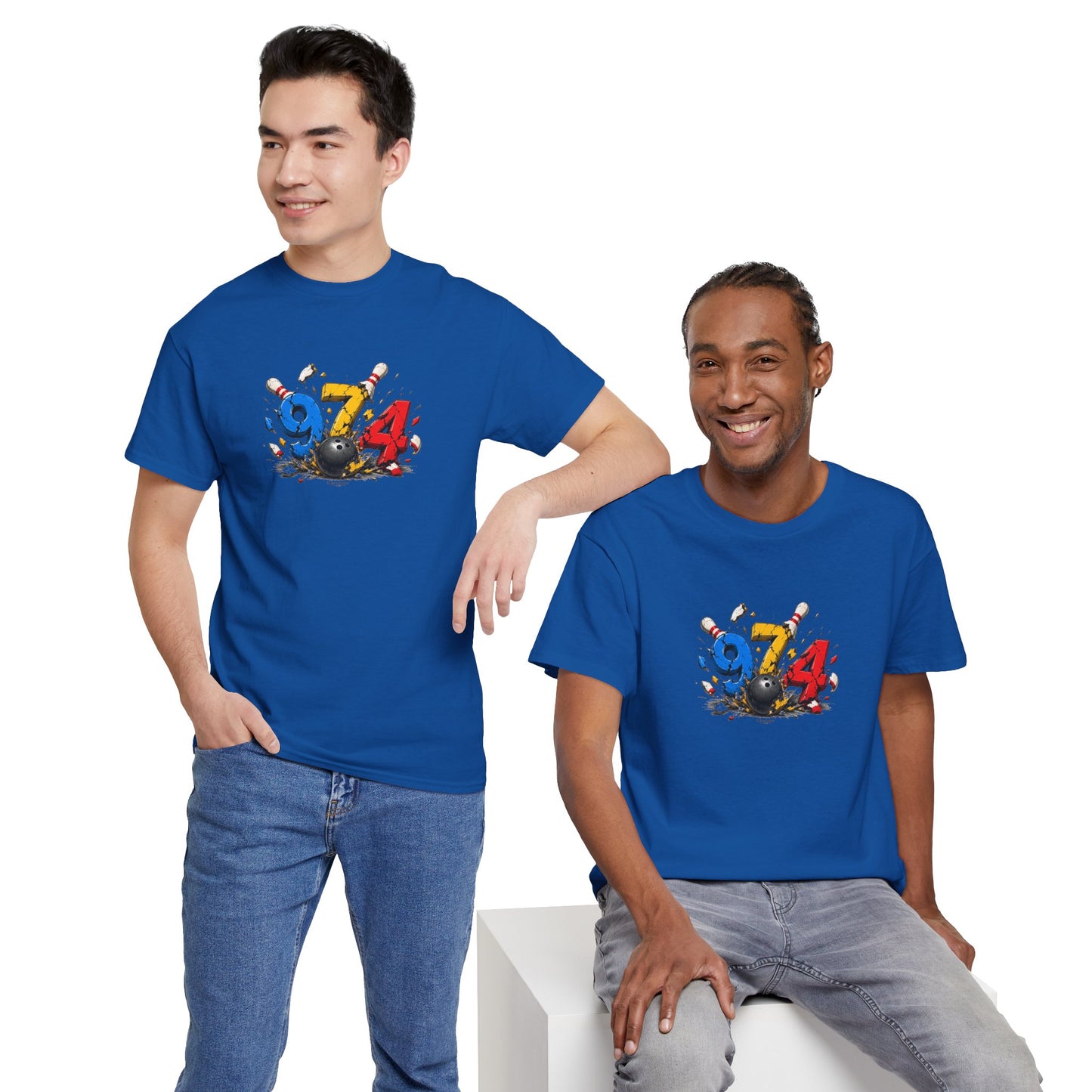 T-shirt " 974 Bowling ", Destination Île de La Réunion, Confort Coton, Sobre, Elégant, Souvenir Unique, Vêtement Adulte, Unisexe, Esprit Voyageur