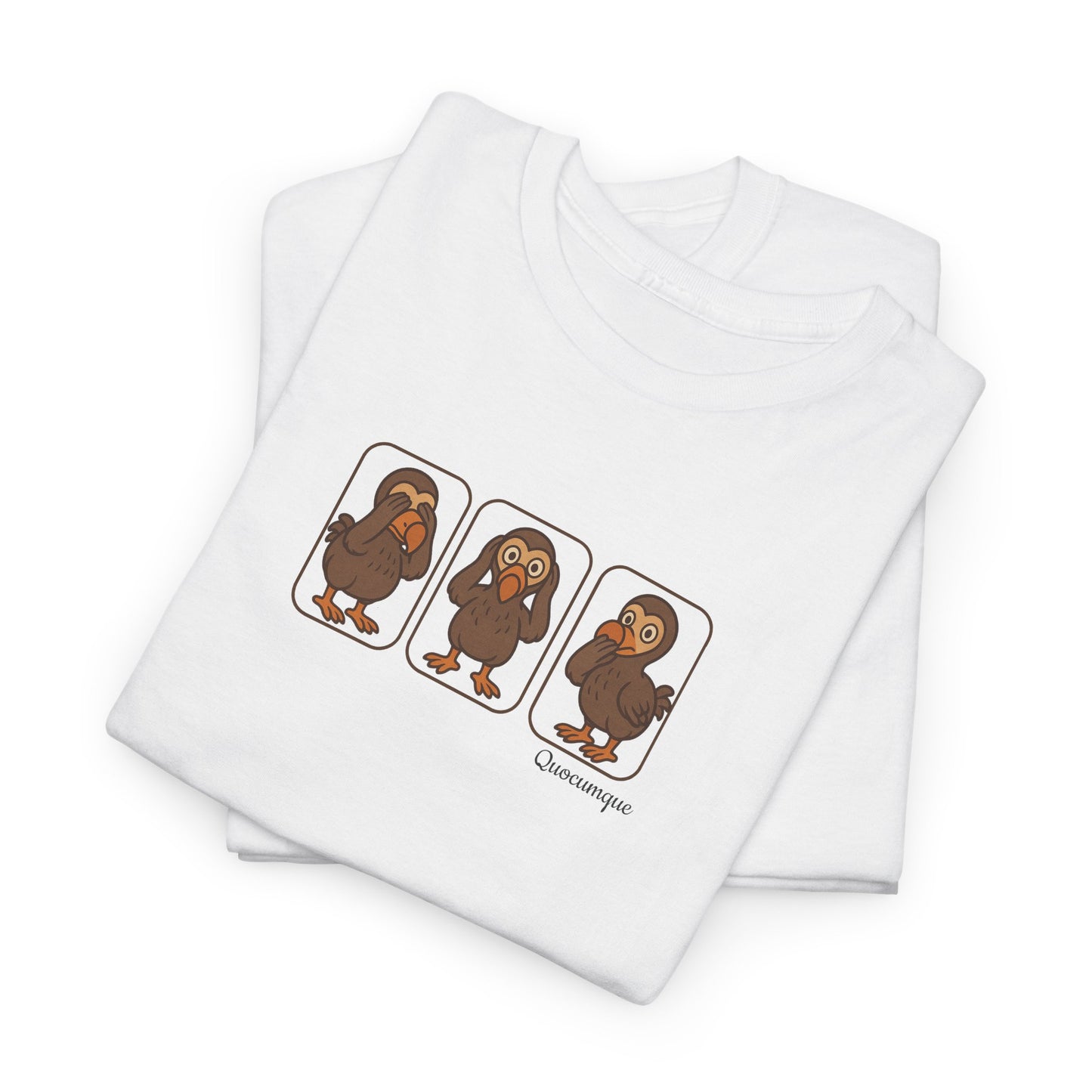 T-shirt Quocumque, "3 Dodos de la Sagesse", Confort, Souvenir Unique, Cadeau, Unisexe, Délicatesse, Homme, Femme, Adulte, Sportif, Liberté, Détente