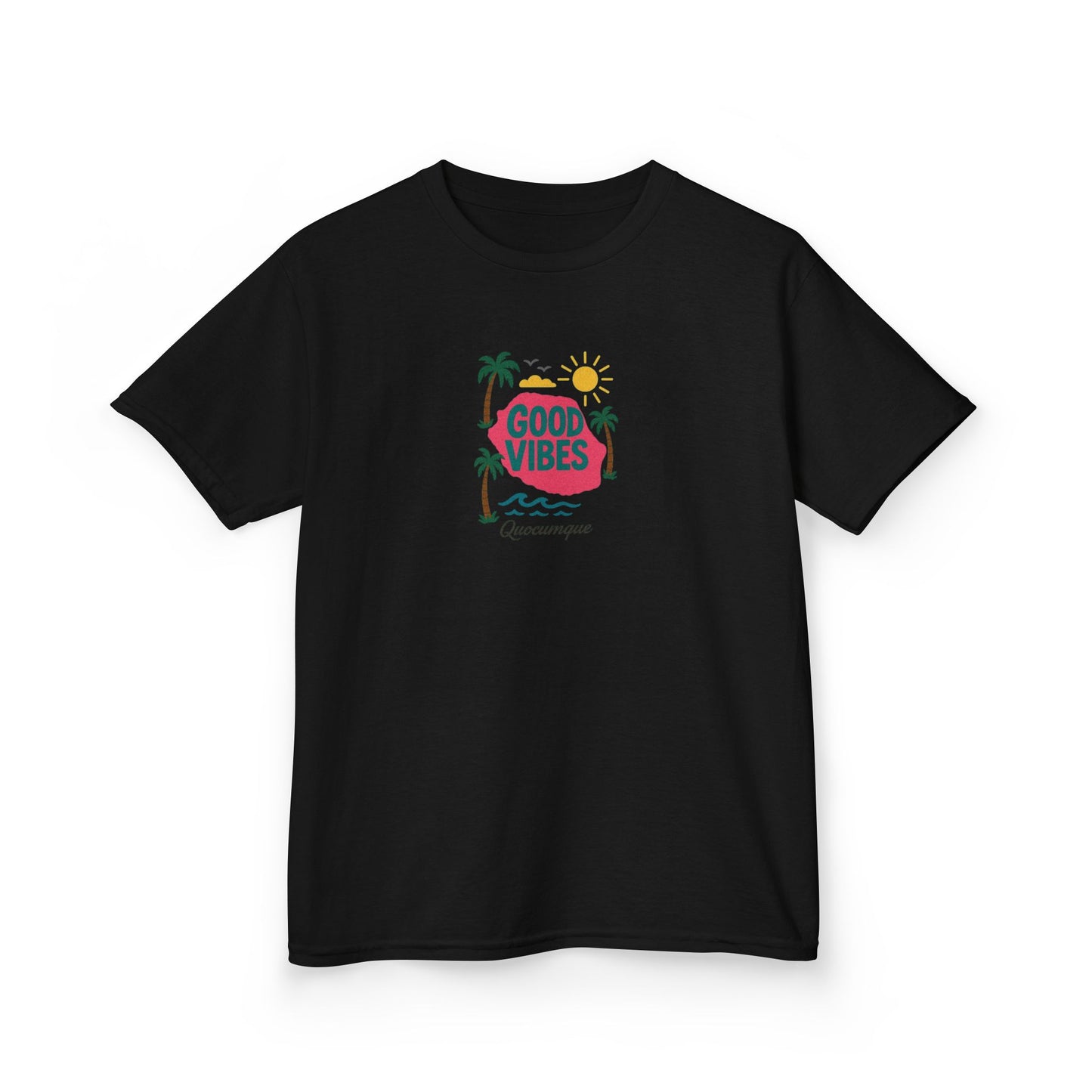 T-shirt "974 Good Vibes"", Île de La Réunion, Douceur Coton, Pour les enfants de 5-6 ans( Taille XS), Pour les 7-8 ans( taille S), Pour les 9-10 ans( taille M), Pour les 11-12 ans( taille L), Pour les 13-14 ans( taille XLS)