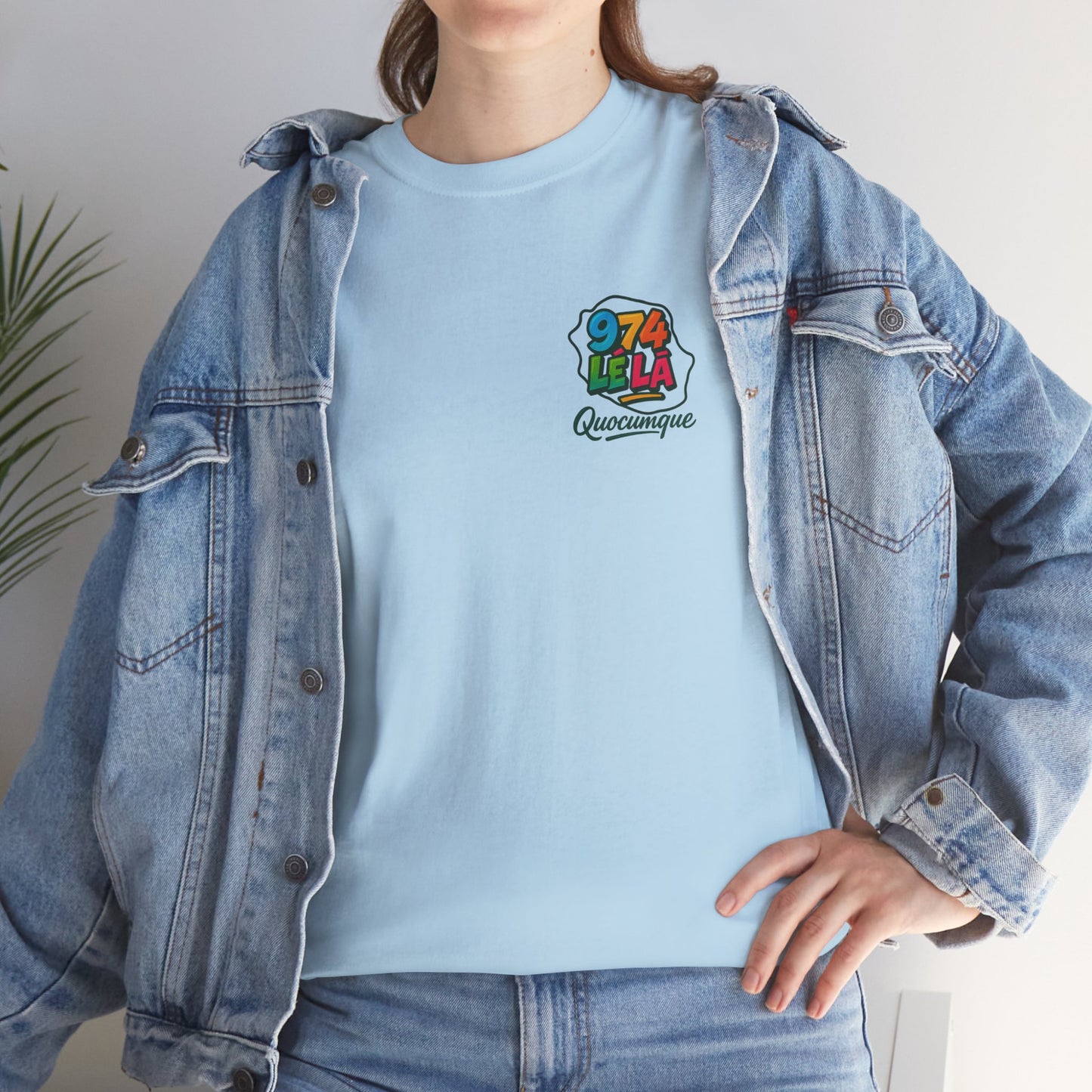 T-shirt Quocumque "974 lé là", Île de La Réunion, Confort Coton, Elégant, Souvenir Unique, Cadeau, Unisexe, Esprit Voyageur, Créole, Bourbon