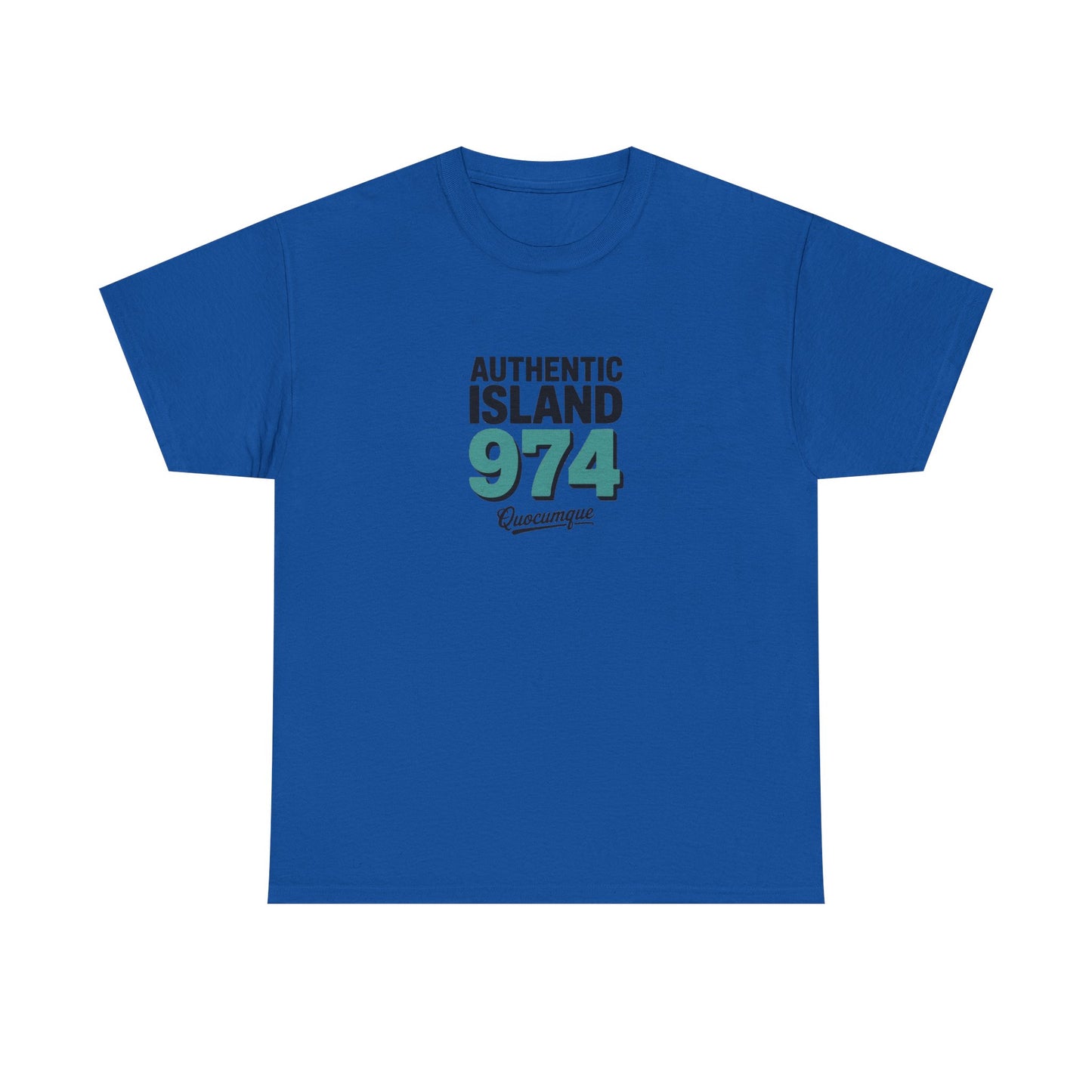 T-shirt " 974 Authentic Island ", Exotisme, Destination Île de La Réunion, Confort Coton, Sobre, Elégant, Souvenir Unique, Cadeau, Unisexe, Esprit Voyageur