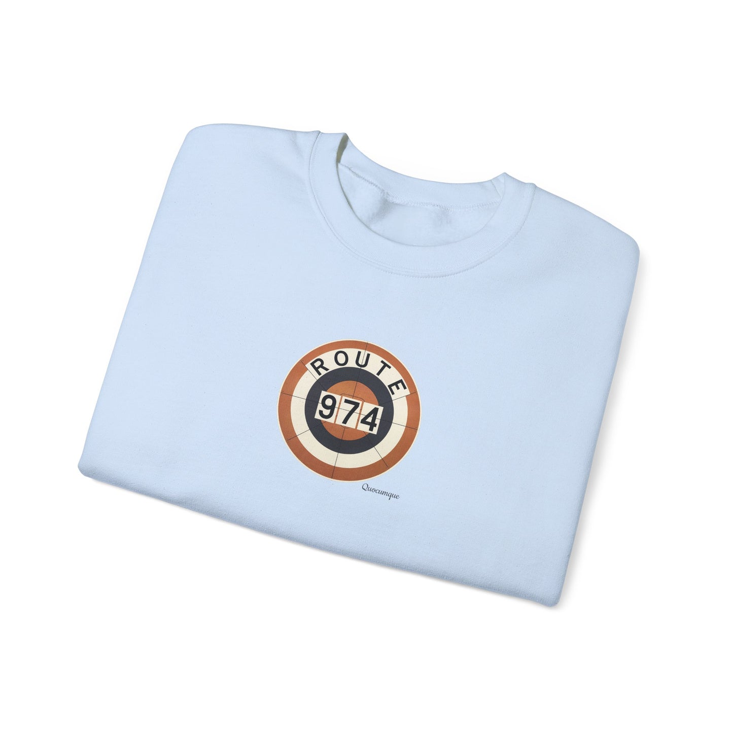 Sweat-Shirt Quocumque "Route 974", Exotique, Destination l'Île De La Réunion, Adulte, Homme, Femme, Sportive, Sportif, Décontracté, Élégant, Classique,