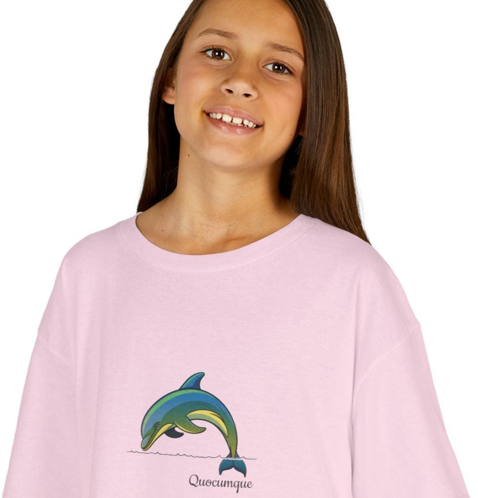 T-shirt Quocumque, Dauphin, Mammifère Marin, Douceur Coton, Pour les enfants de 5-6 ans( Taille XS), Pour les 7-8 ans( taille S), Pour les 9-10 ans( taille M), Pour les 11-12 ans( taille L), Pour les 13-14 ans( taille XL)