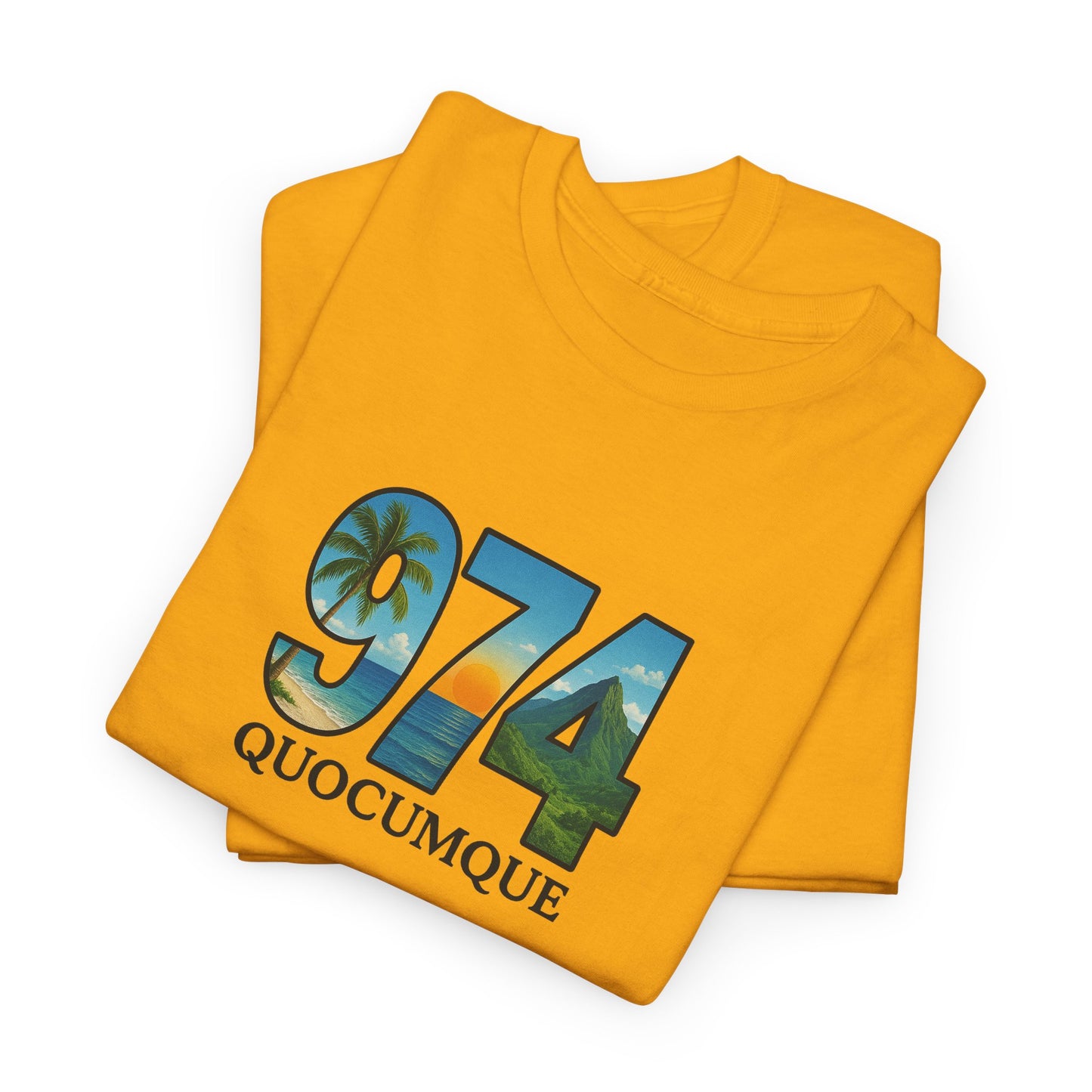 T-shirt "974", Île de La Réunion, Confort Coton, Sobre, Elégant, Souvenir Unique, Cadeau, Unisexe, Esprit Voyageur