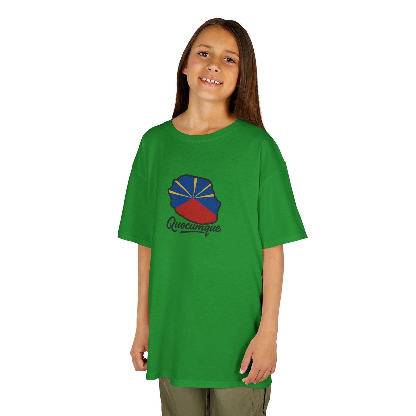 T-shirt " Drapeau Pays", Île de La Réunion, Douceur Coton, Pour les enfants de 5-6 ans( Taille XS), Pour les 7-8 ans( taille S), Pour les 9-10 ans( taille M), Pour les 11-12 ans( taille L), Pour les 13-14 ans( taille XLS)