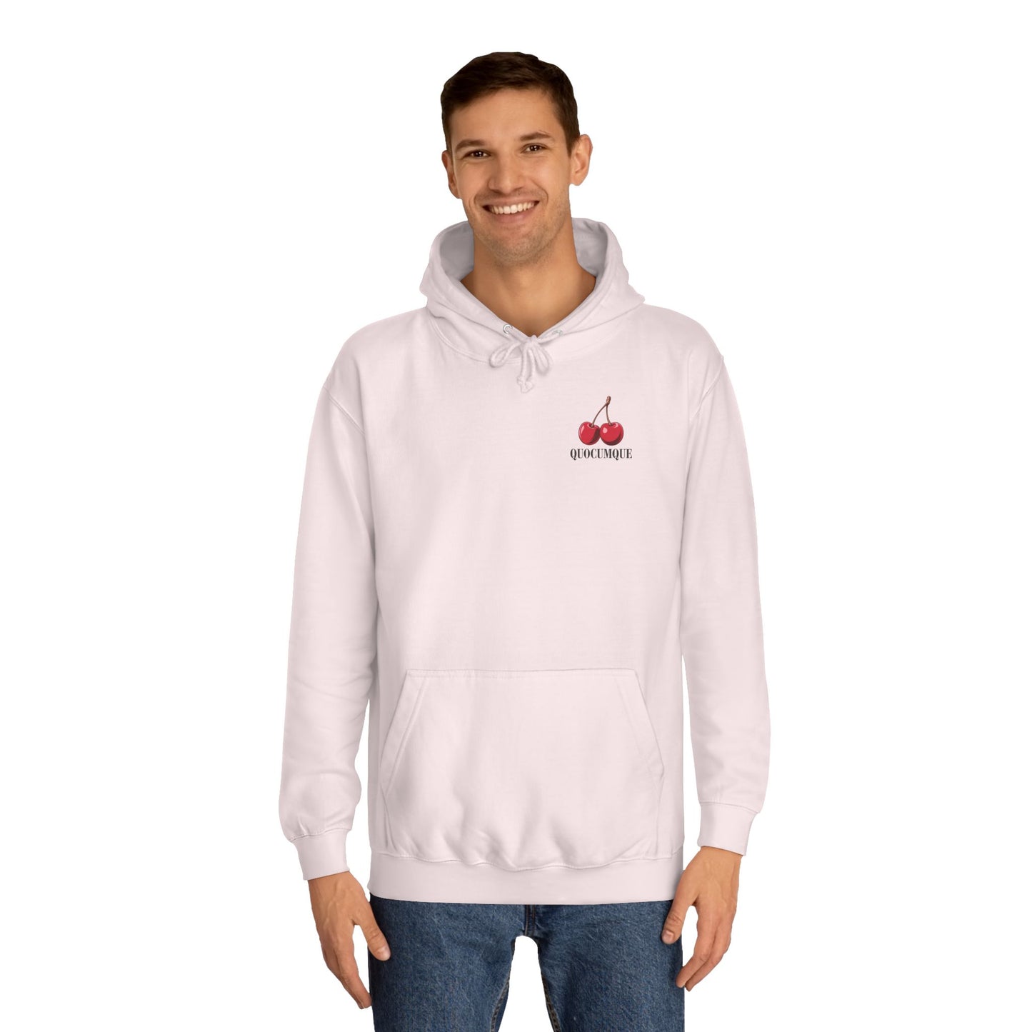 Sweat à Capuche Quocumque "Cerises",  Hoodie, Unisexe, élégance, sobriété, Adulte, Homme, Femme, Sportif, Fruit Rouge