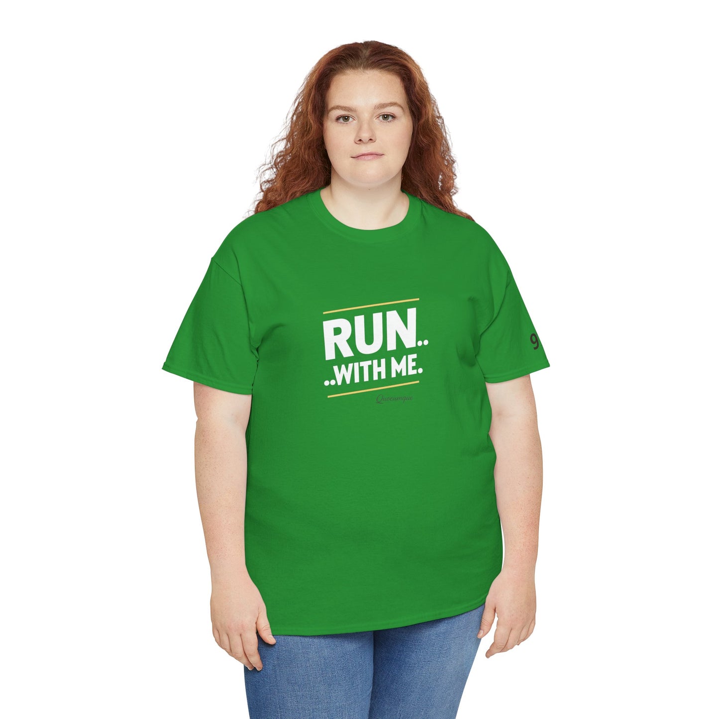 T-shirt Quocumque "RUN With me ", Île de La Réunion", Confort Coton, Sobre, Elégant, Souvenir Unique, Cadeau, Unisexe, Esprit Voyageur