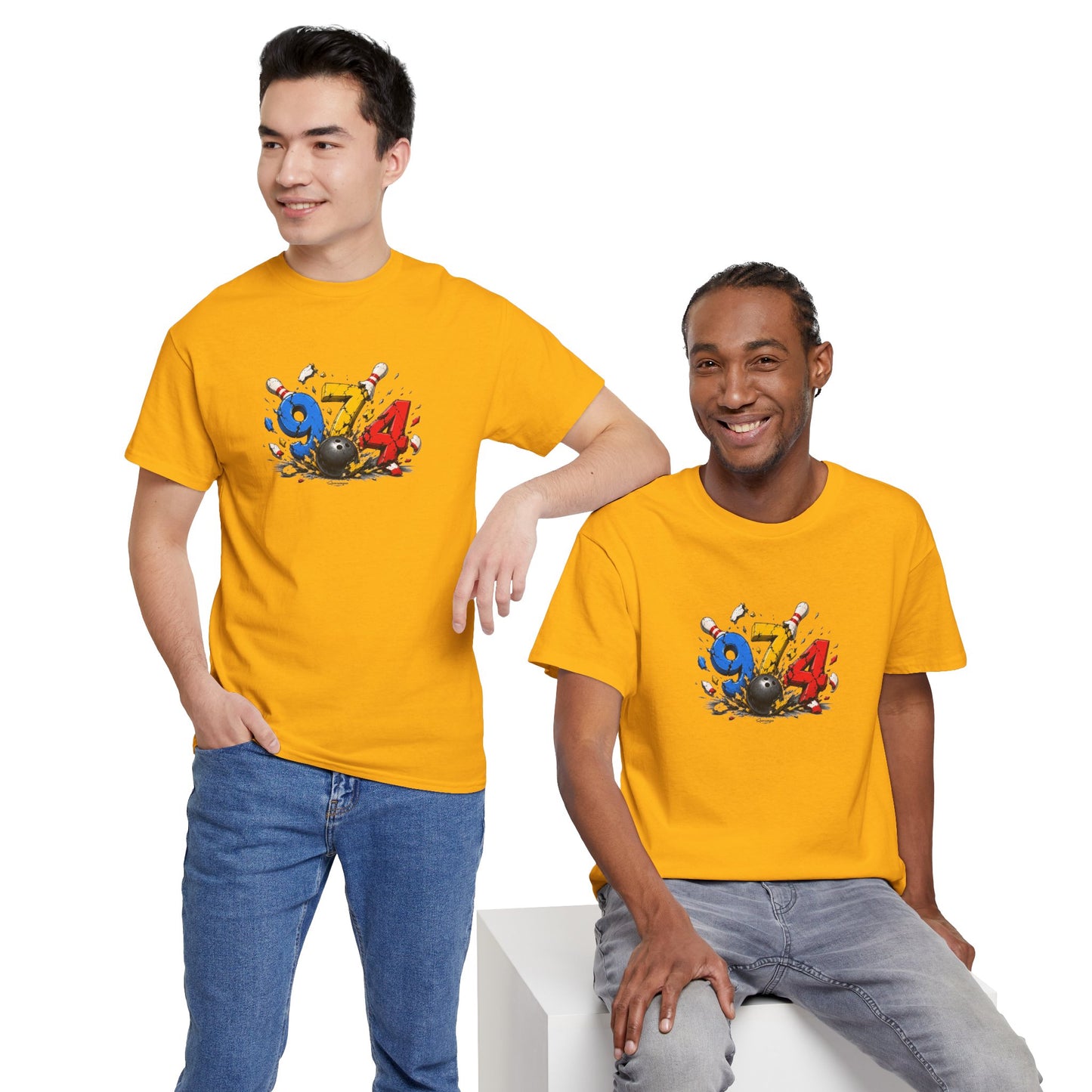 T-shirt " 974 Bowling ", Destination Île de La Réunion, Confort Coton, Sobre, Elégant, Souvenir Unique, Vêtement Adulte, Unisexe, Esprit Voyageur