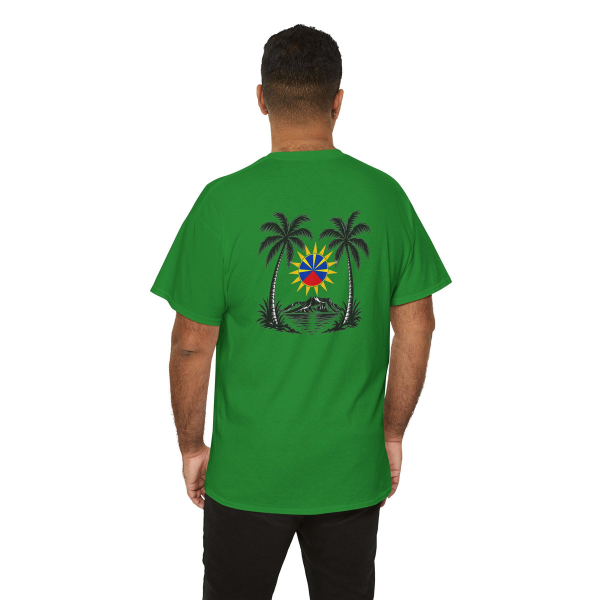T-shirt " Palmiers", Destination Île de La Réunion, Confort Coton, Sobre, Elégant, Souvenir Unique, Vêtement Adulte, Unisexe, Esprit Voyageur