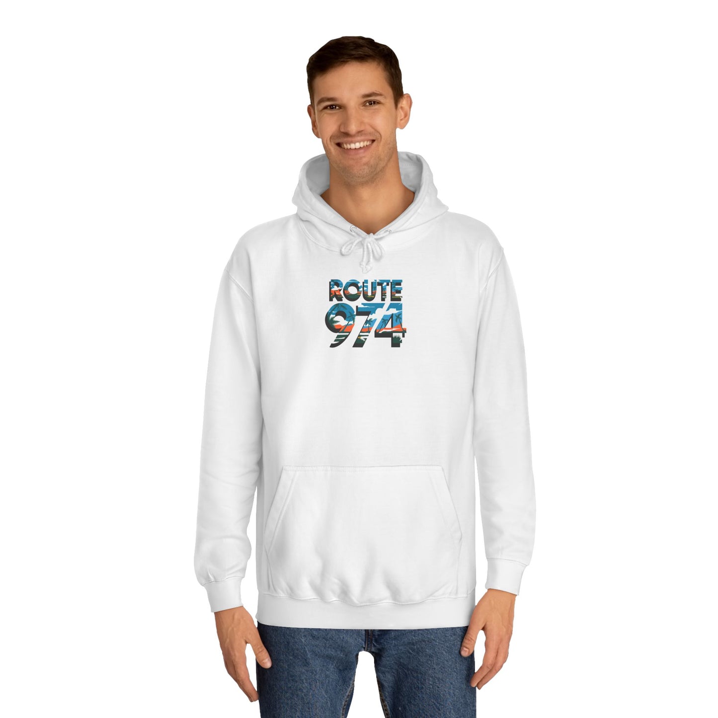 Sweat à Capuche "Route 974" pour Adulte, Hoodie, Unisexe, Élégance, Sobriété, Homme, Femme, Indicatif Réunion