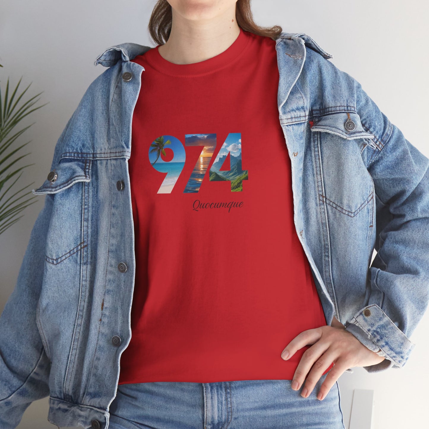 T-shirt "974", Île de La Réunion, Confort Coton, Sobre, Elégant, Souvenir Unique, Cadeau, Unisexe, Esprit Voyageur