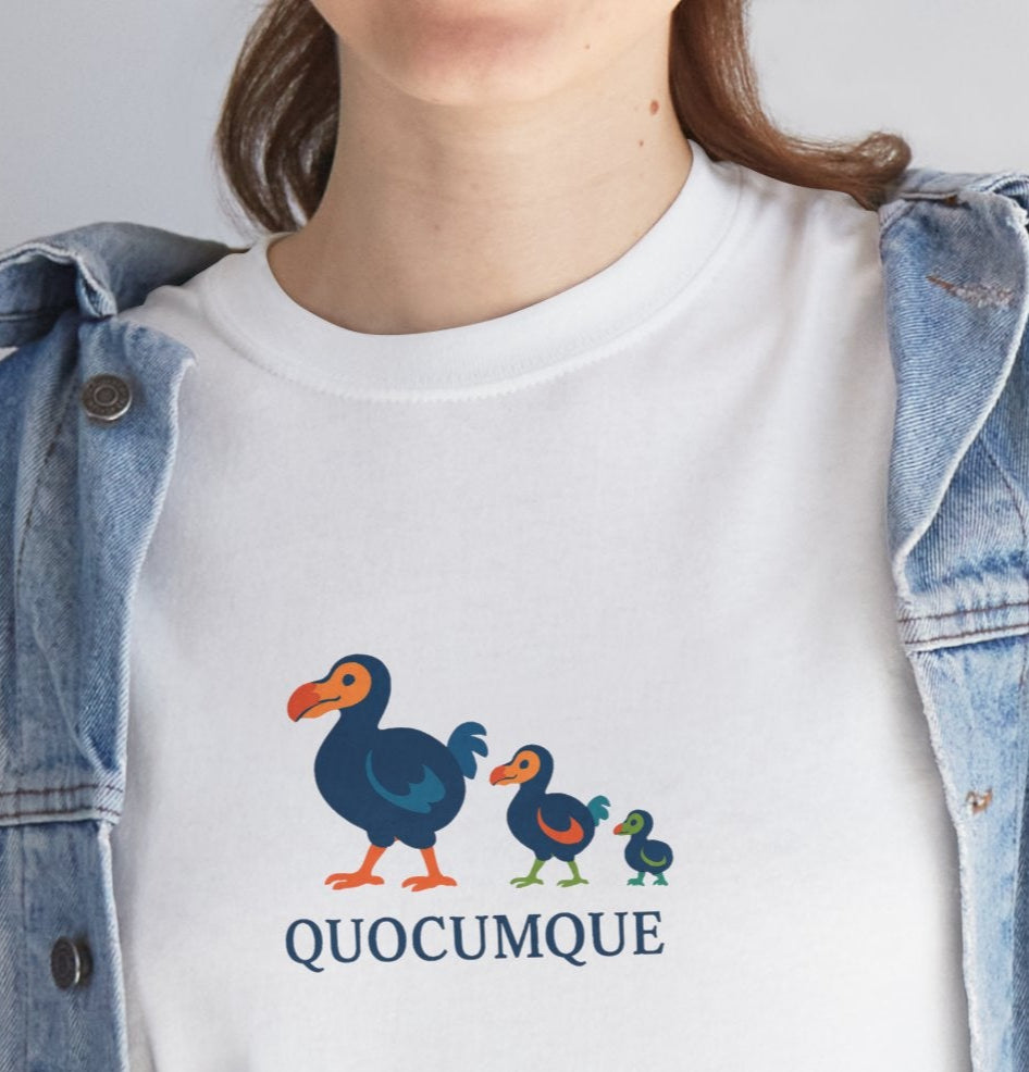 T-shirt Quocumque, "Famille Dodo", Île de La Réunion, Confort Coton, Elégant, Souvenir Unique, Cadeau, Unisexe, Esprit Voyageur, Créole, Bourbon