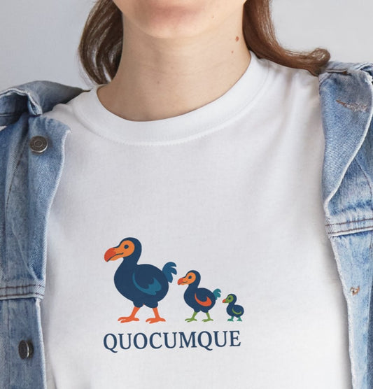 T-shirt Quocumque, "Famille Dodo", Île de La Réunion, Confort Coton, Elégant, Souvenir Unique, Cadeau, Unisexe, Esprit Voyageur, Créole, Bourbon