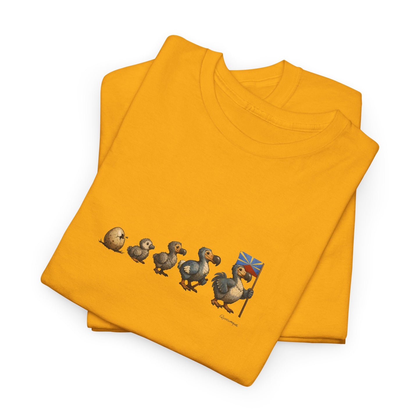 T-shirt Quocumque, " Dodo Evolution ", Île de La Réunion, Confort Coton, Elégant, Souvenir Unique, Cadeau, Unisexe, Esprit Voyageur, Créole, Bourbon