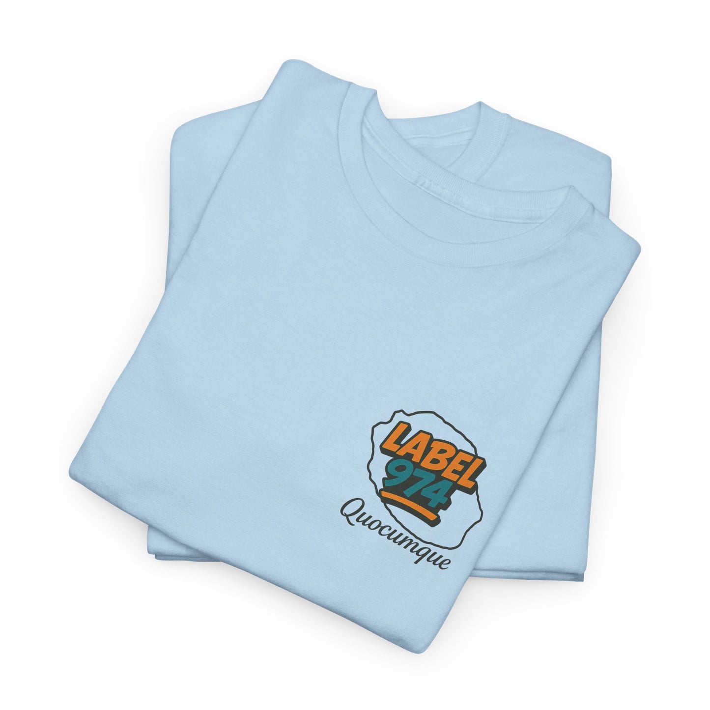 T-shirt "Label 974", Exotisme, Destination Île de La Réunion, Confort Coton, Sobre, Elégant, Souvenir Unique, Cadeau, Unisexe, Esprit Voyageur