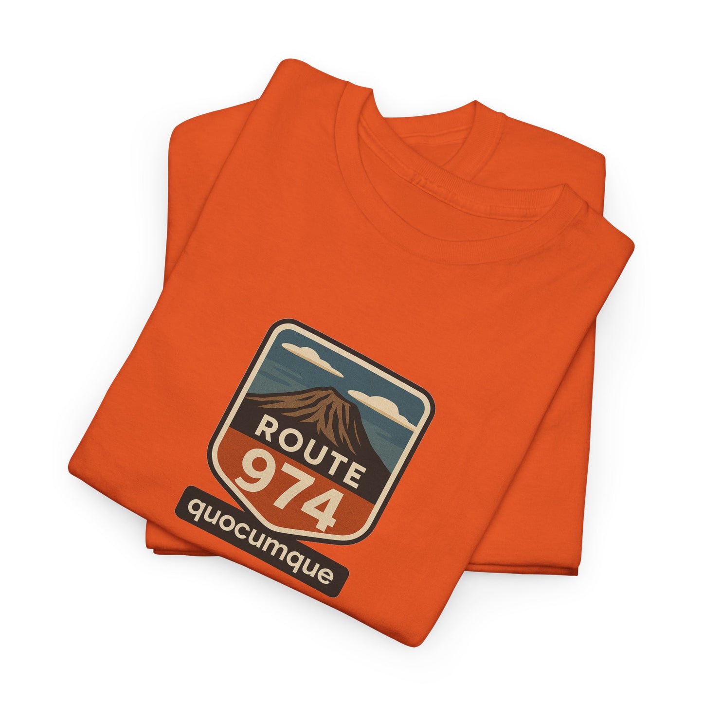 T-shirt "Route 974", Volcan, Exotisme, Destination Île de La Réunion, Confort Coton, Sobre, Elégant, Souvenir Unique, Cadeau, Unisexe, Esprit Voyageur