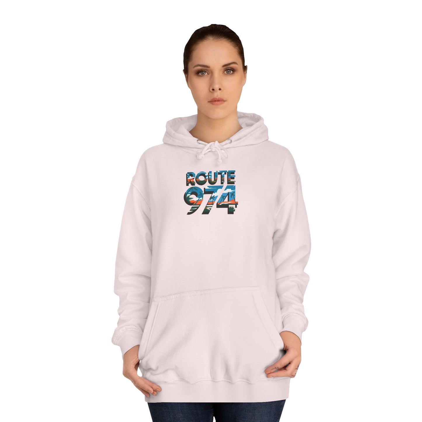 Sweat à Capuche "Route 974" pour Adulte, Hoodie, Unisexe, Élégance, Sobriété, Homme, Femme, Indicatif Réunion