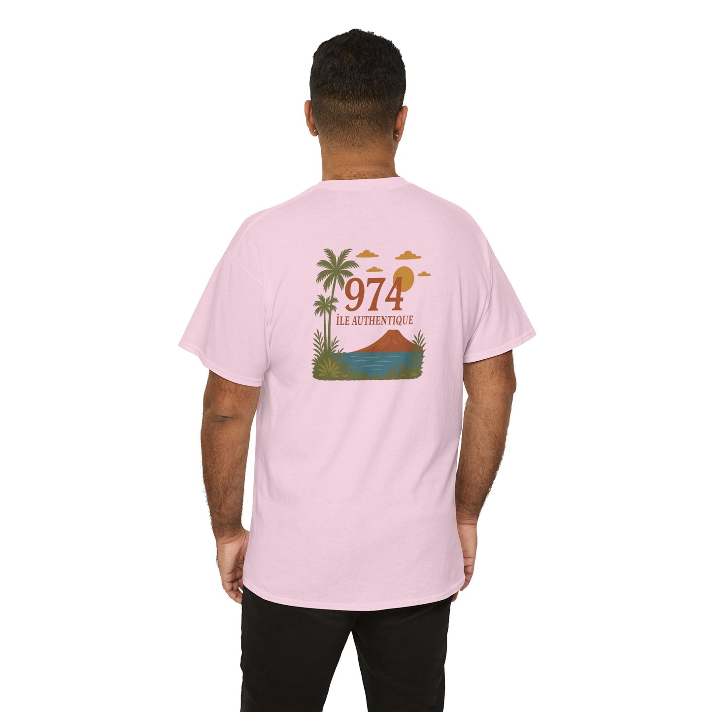 T-shirt "974 Île Authentique", Exotisme, Destination Île de La Réunion, Confort Coton, Sobre, Elégant, Souvenir Unique, Cadeau, Unisexe, Esprit Voyageur