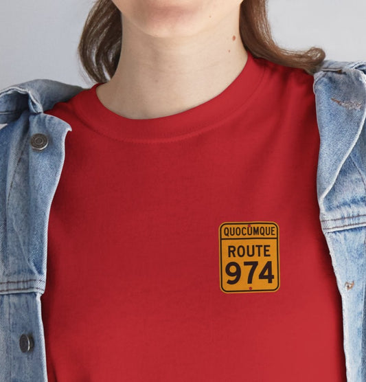 T-shirt "Route 974", Destination île de La Réunion, Confort Coton, Sobre, Elégant, Souvenir Unique, Cadeau, Unisexe, Esprit Voyageur